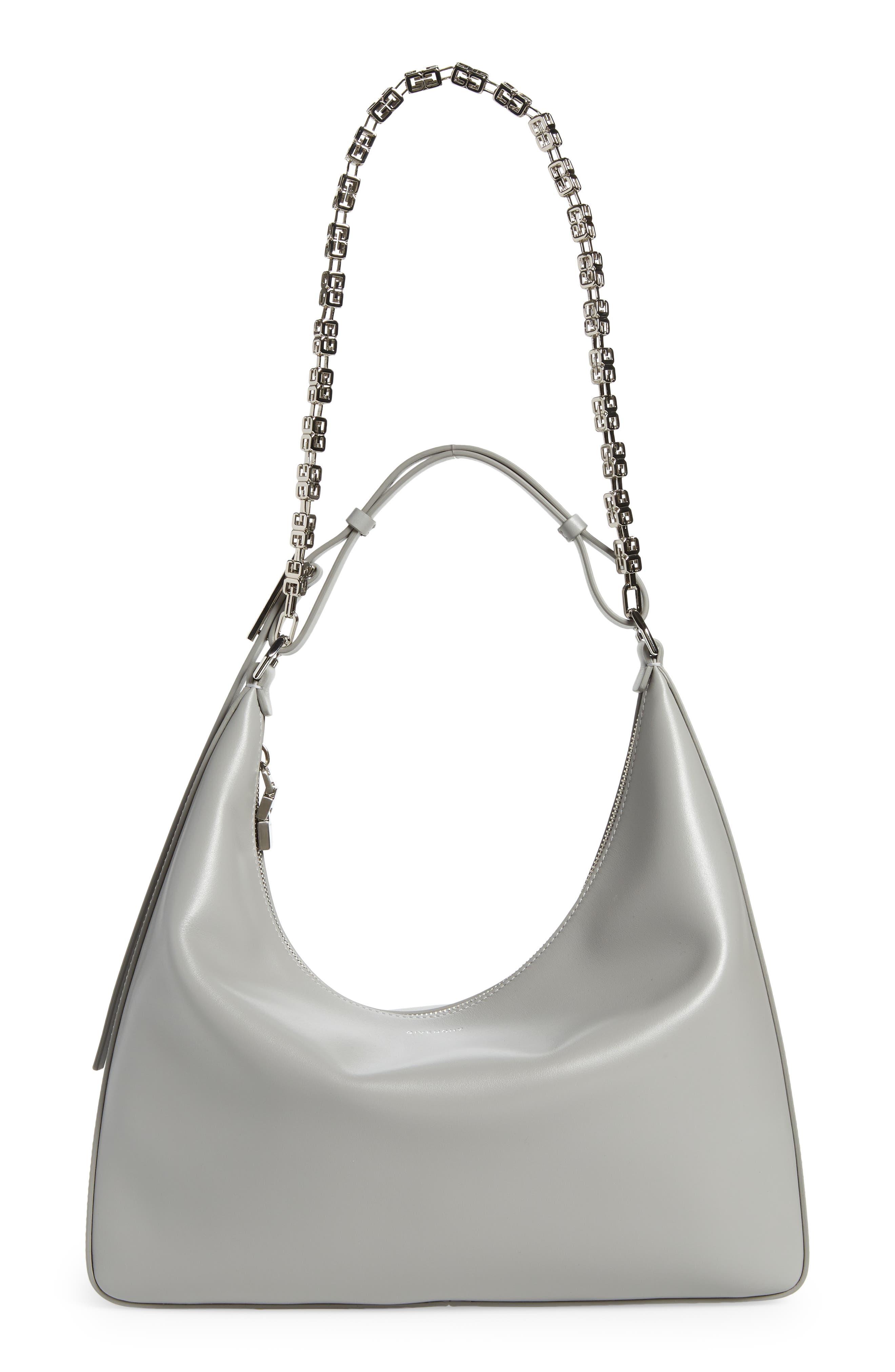 Givenchy Small Moon Cut Out Leather Hobo Bag in Gray | Lyst
