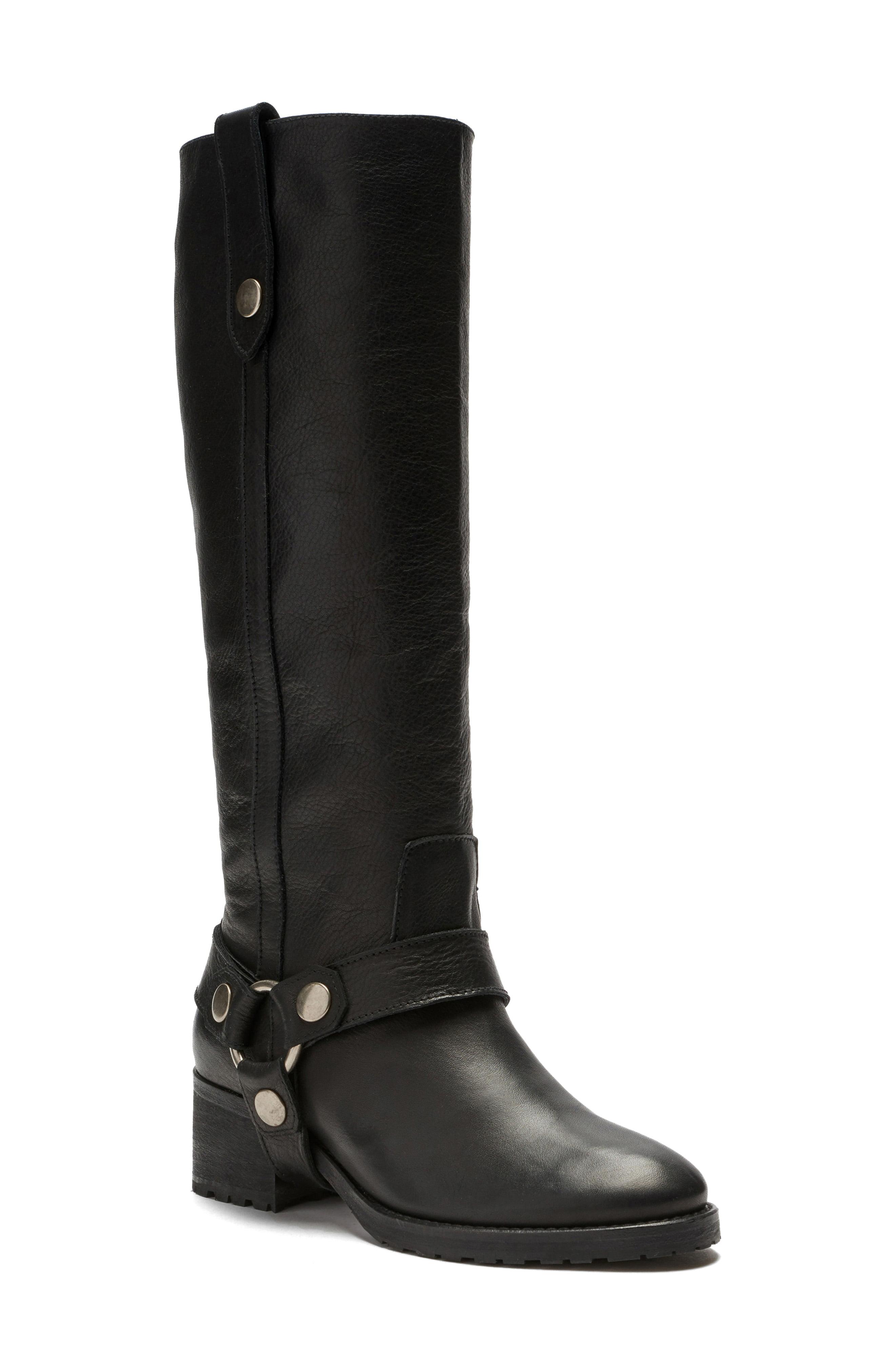 black knee high motorcycle boots