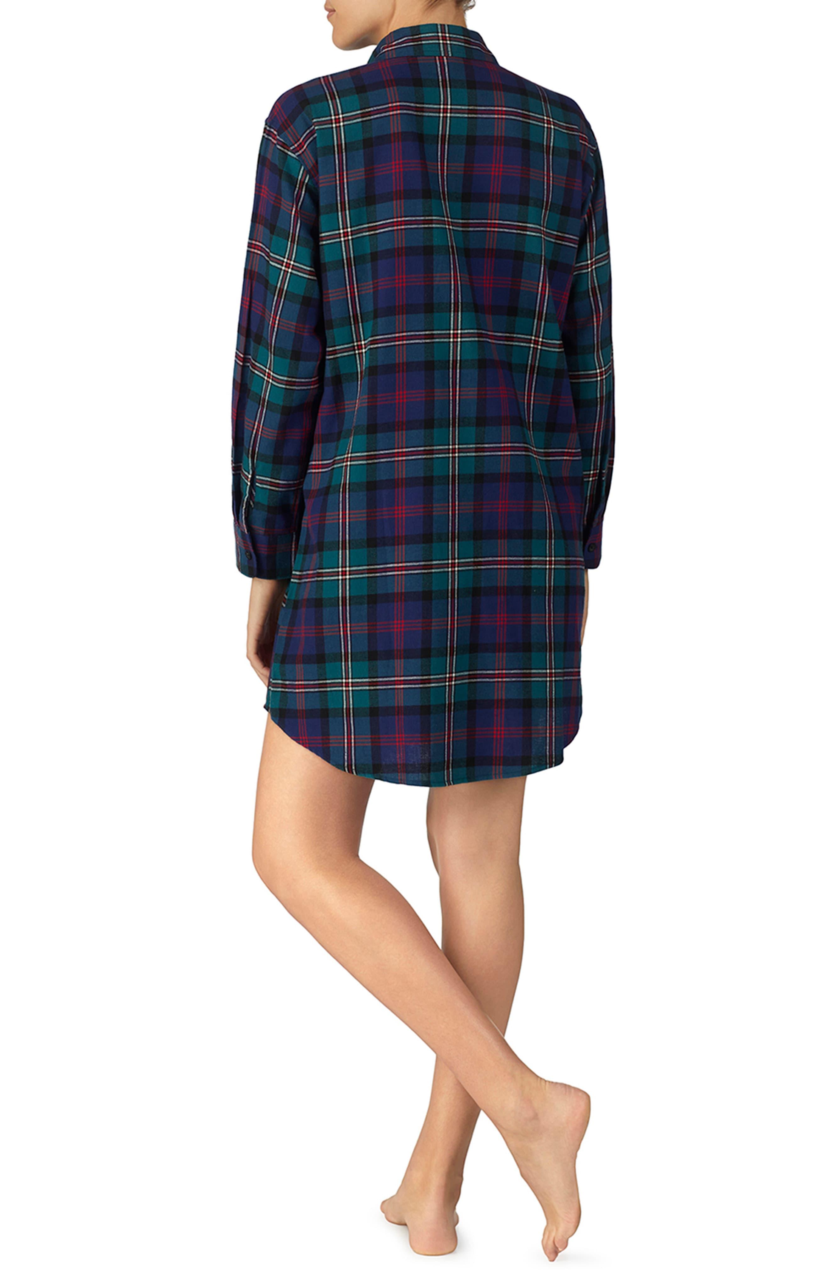 Lauren by Ralph Lauren Plaid Flannel Sleep Shirt in Blue Lyst