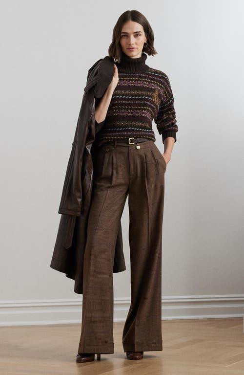 Ralph Lauren Check Wool Wide Leg Pants in Brown | Lyst