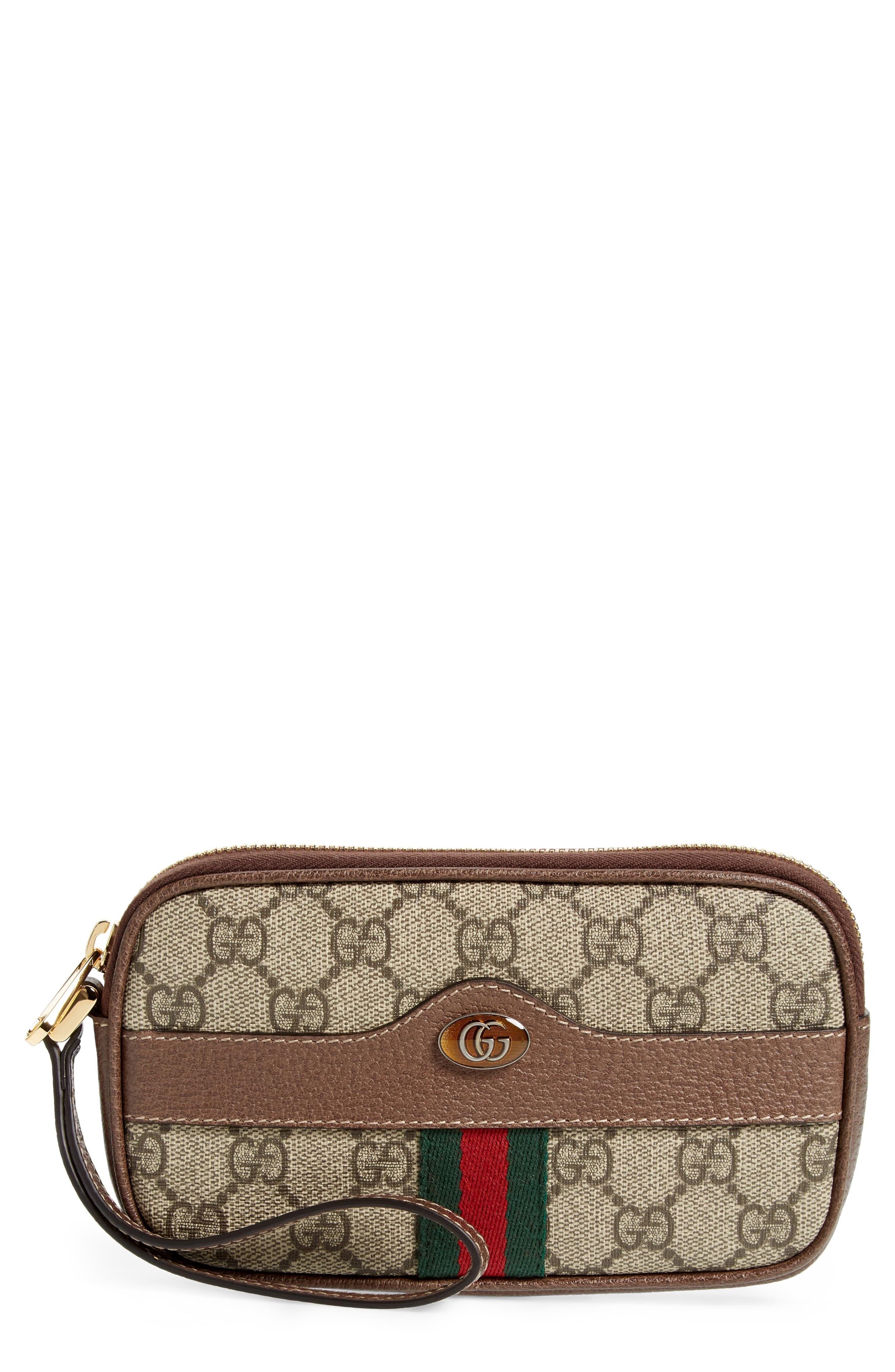 Gucci Ophidia Gg Supreme Canvas Wristlet in Natural - Lyst