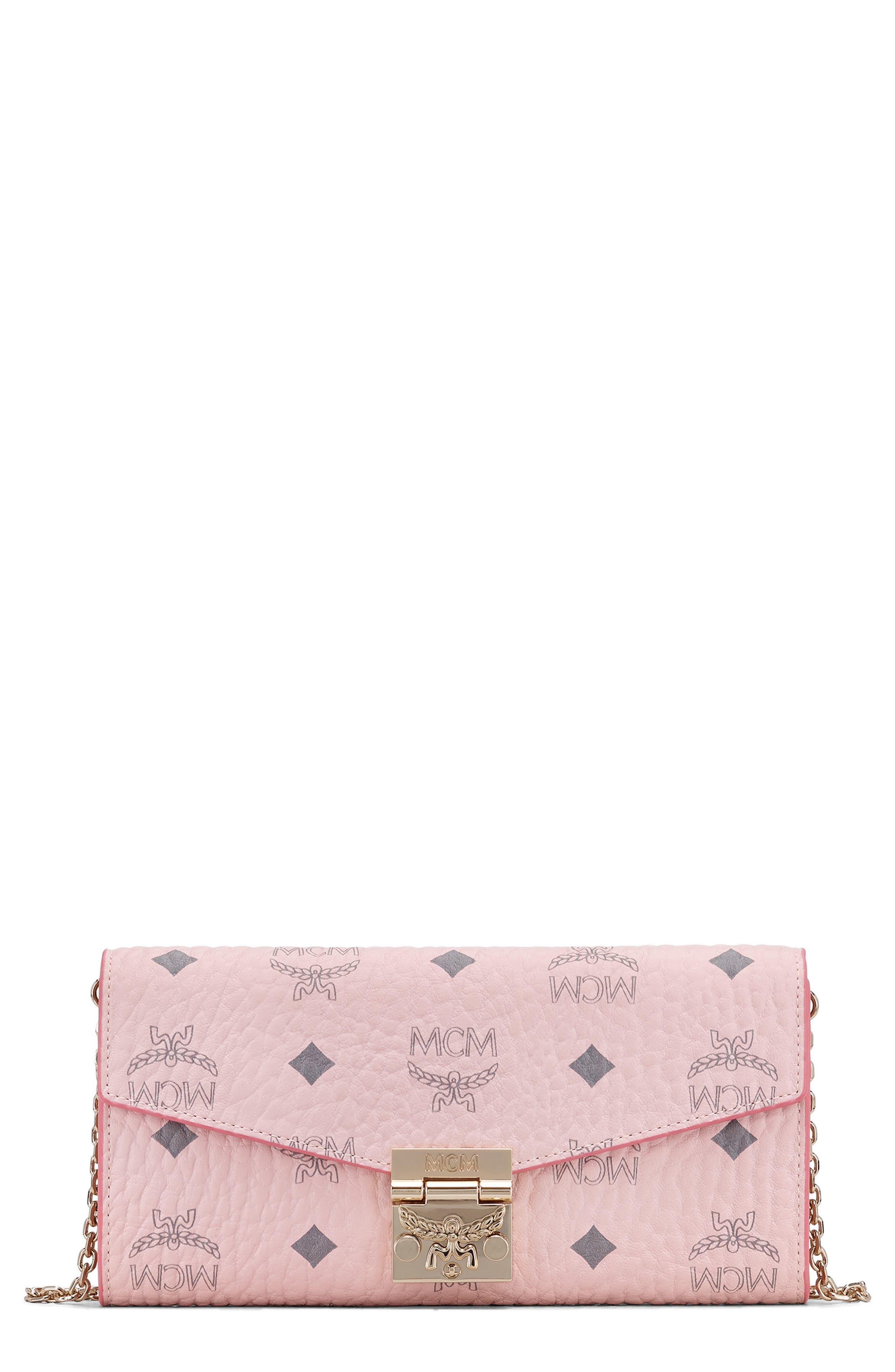 MCM Patricia Visetos Large Chain Wallet Review in Powder Pink