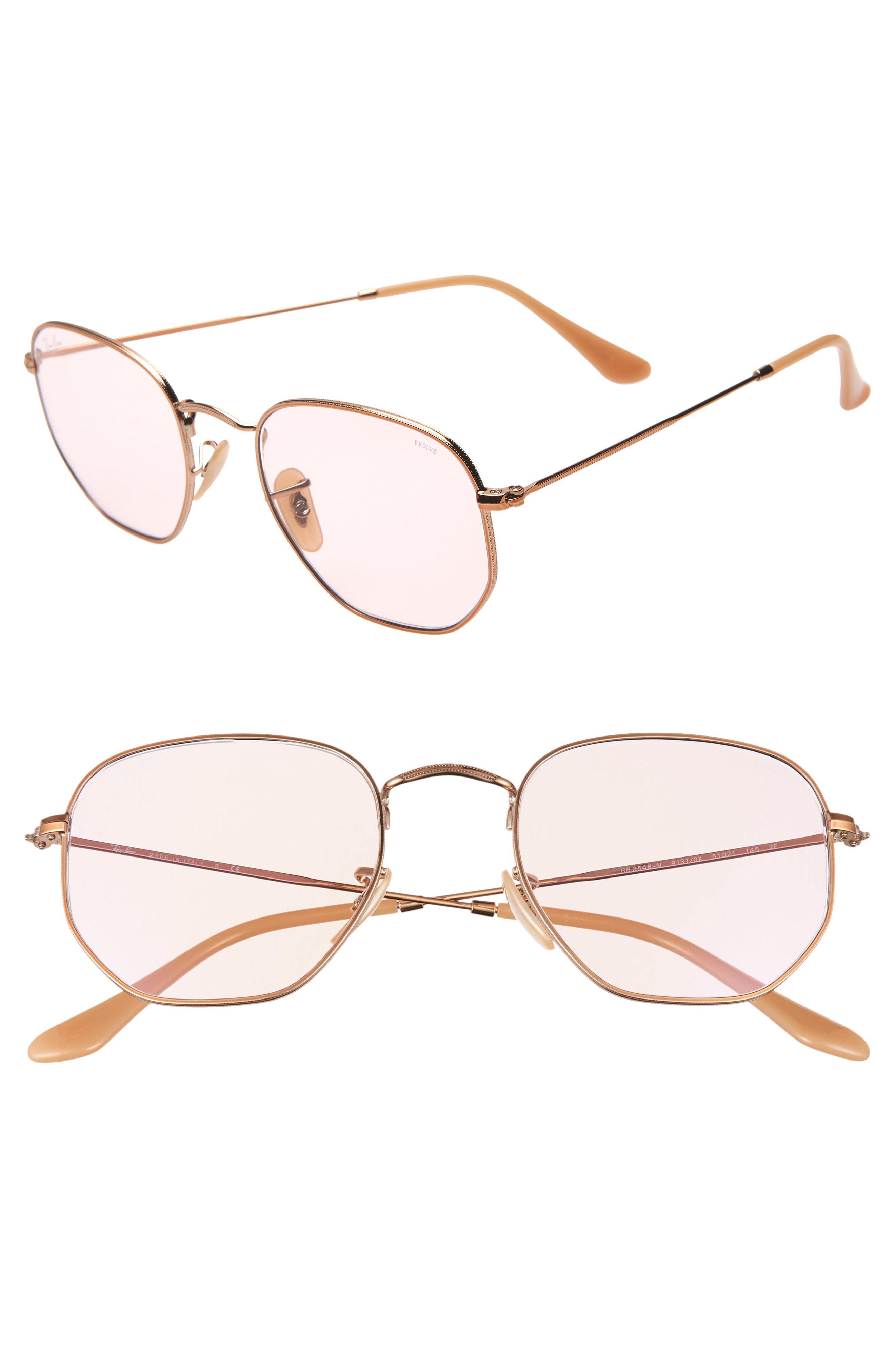 Lyst RayBan 54mm Evolve Photochromic Hexagon Sunglasses in Pink