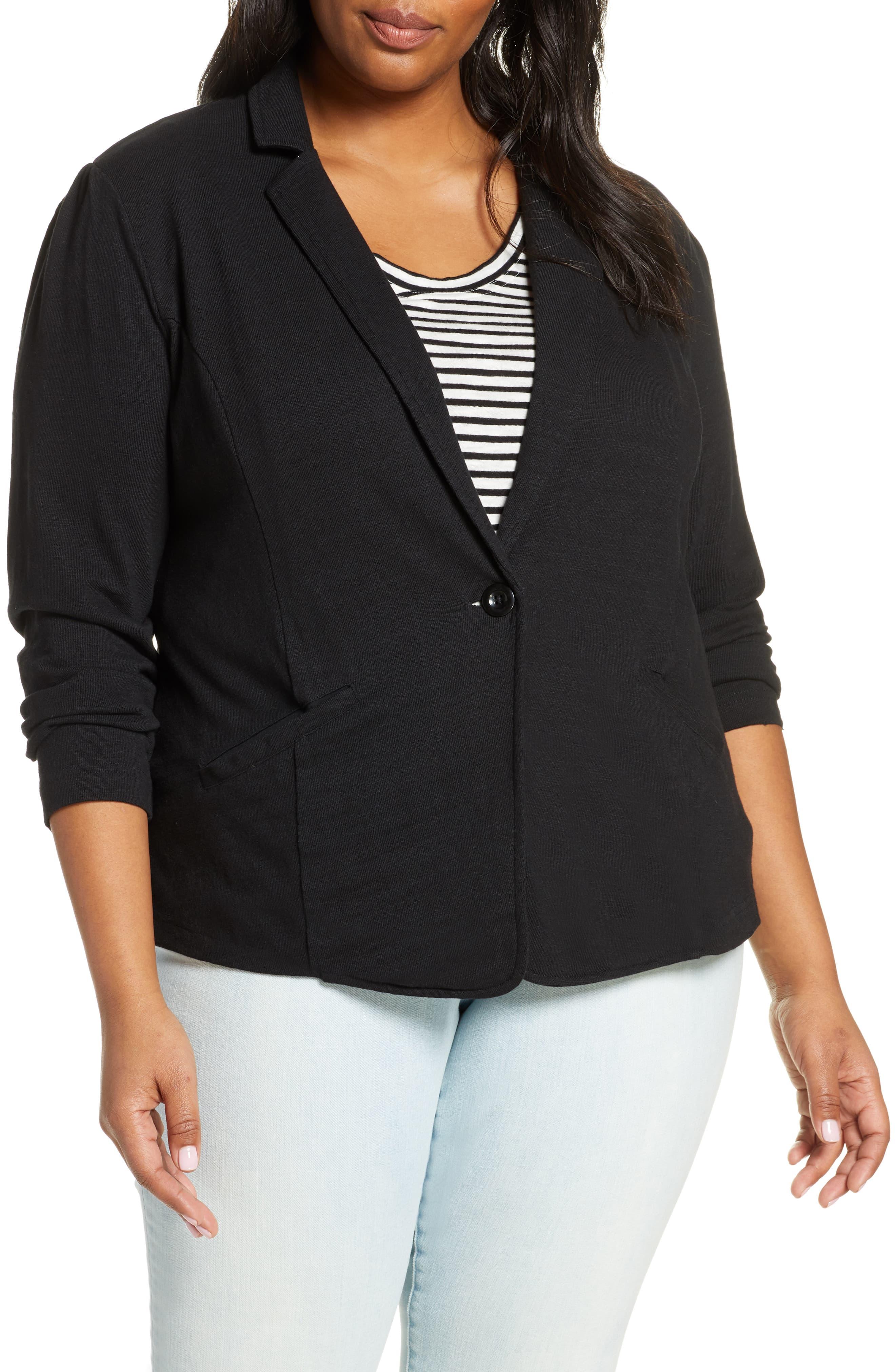 Caslon Cotton Caslon Knit Blazer in Black Lyst