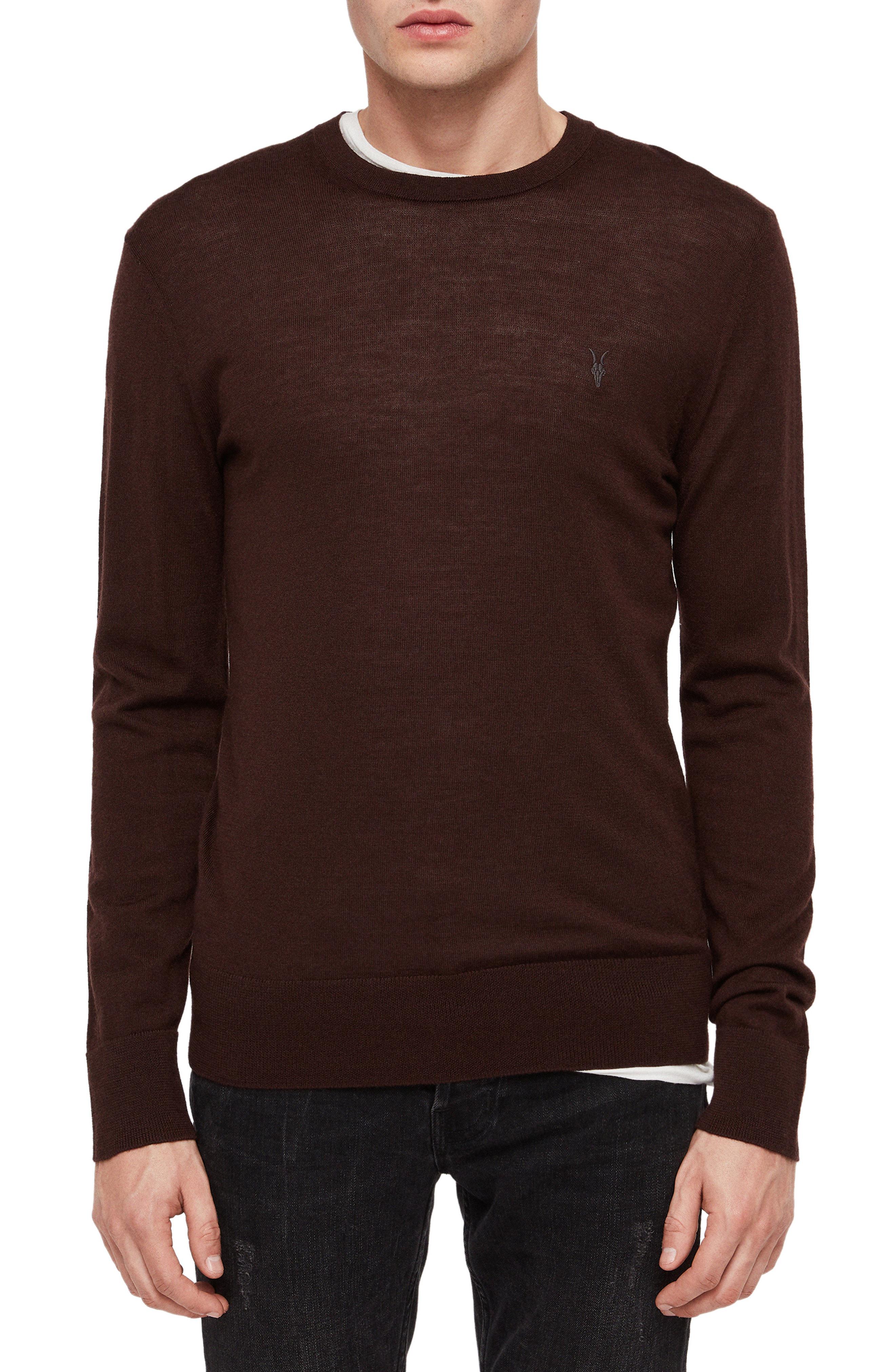AllSaints Mode Slim Fit Merino Wool Sweater in Oxblood Red (Brown) for ...