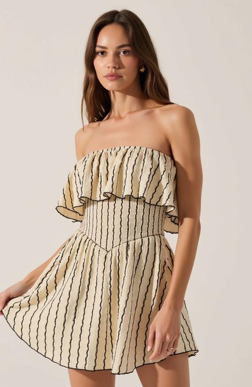 Modenaire Textured Strapless Mini Dress With Ruffled Bodice And