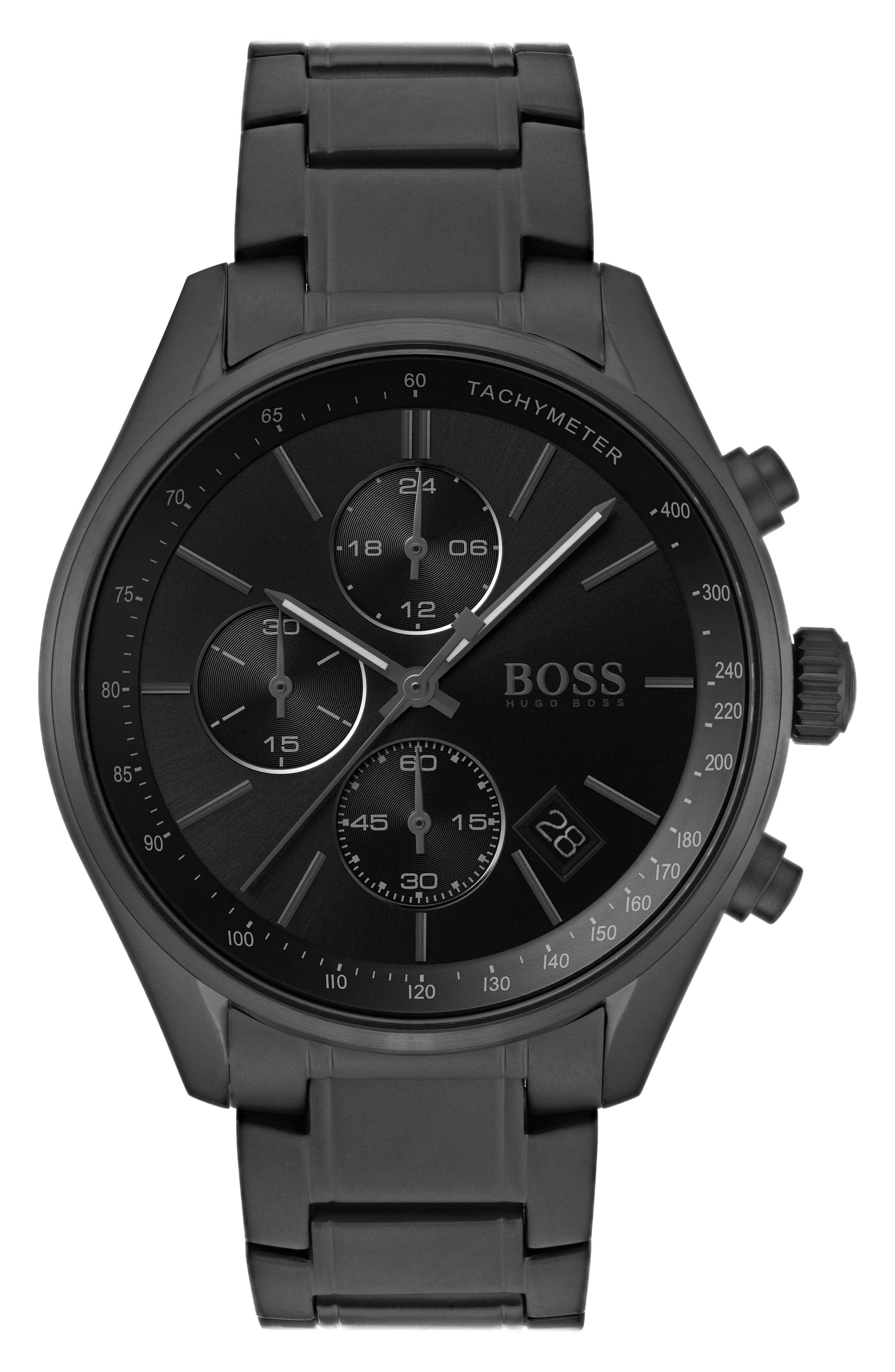 hugo boss grand prix gq black chronograph men's watch