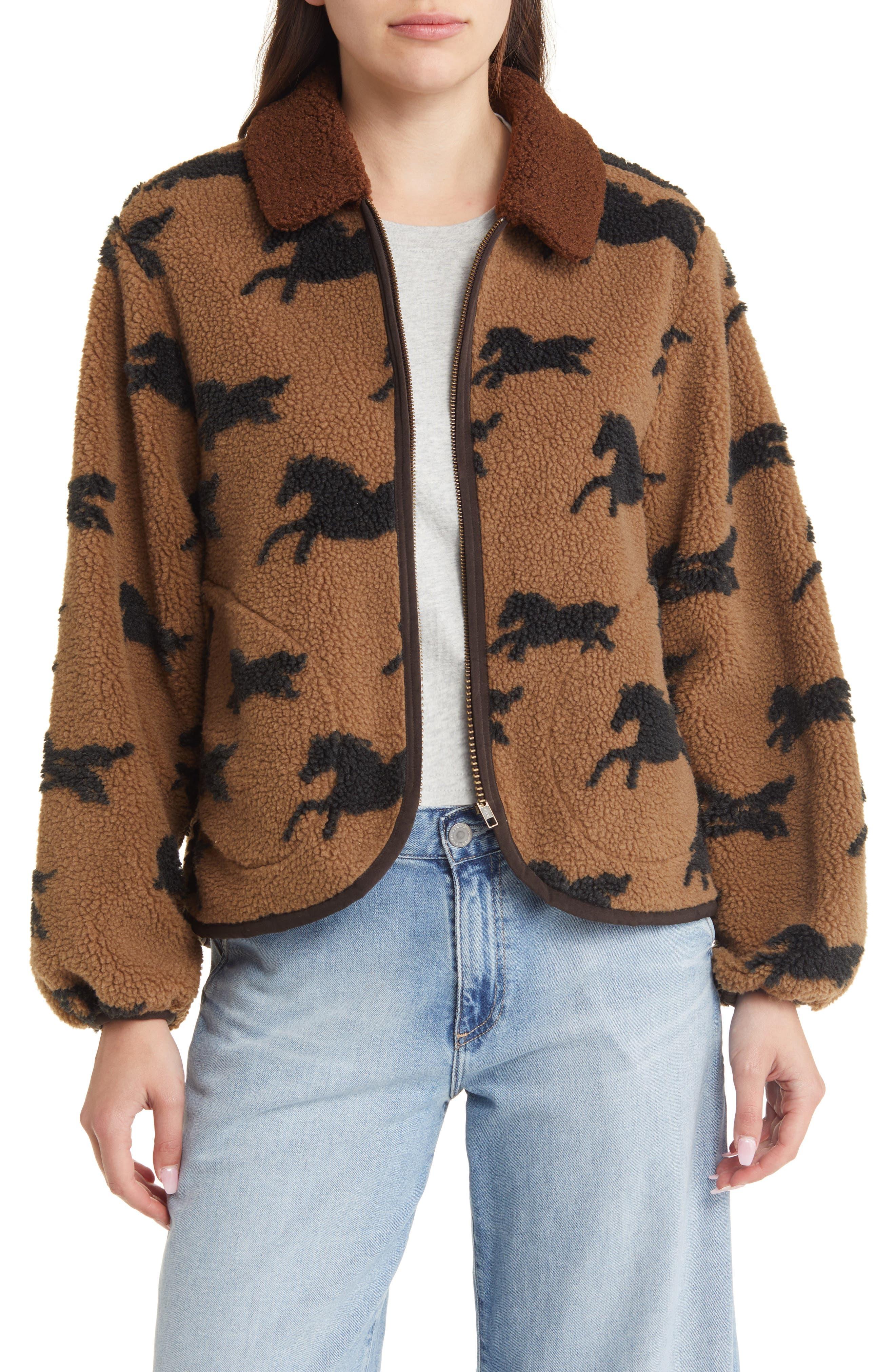 The Great The Pasture Horse Print Fleece Jacket in Brown | Lyst