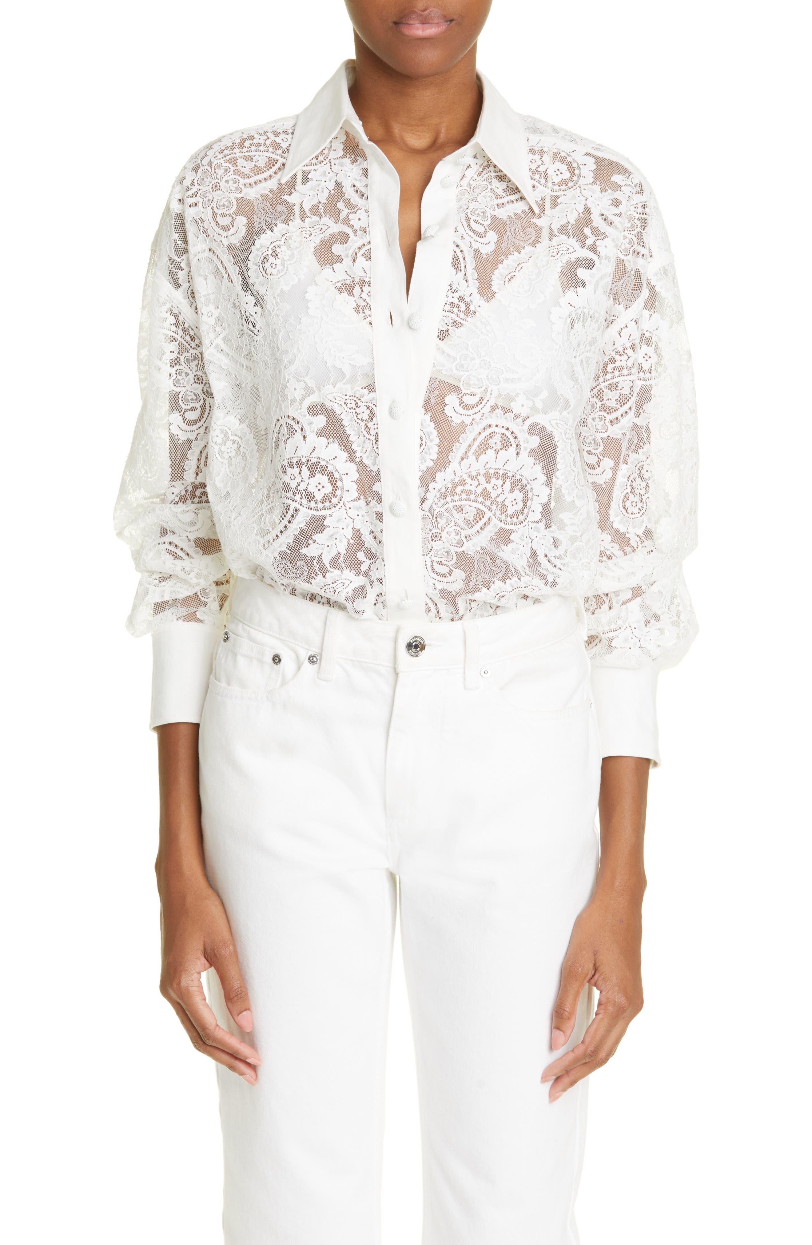 PRETTYGARDEN Women's Lace Blouse - Long Sleeve Button Up Shirt For Work & Casual Wear