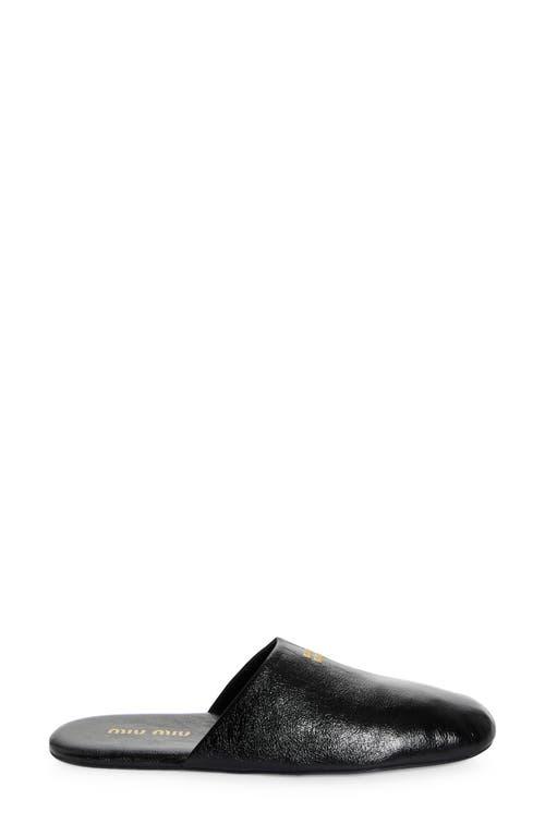 Miu Miu Logo Slipper Mule in Black | Lyst