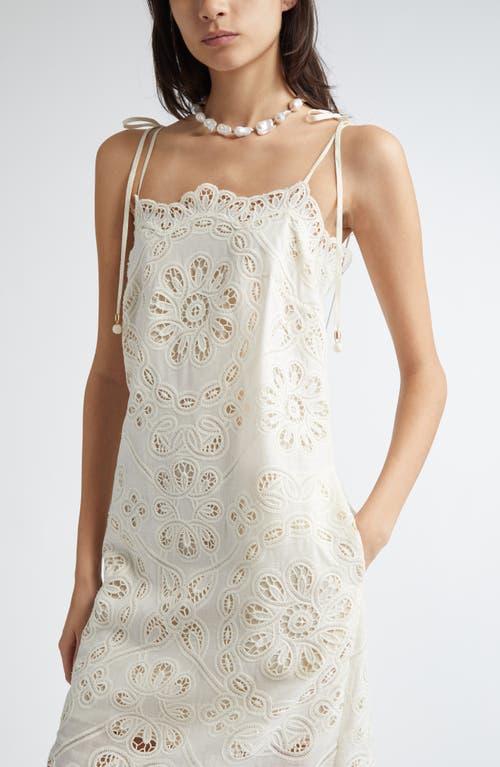 Zimmermann Rhiannon Guipure Lace Trim Cotton Midi Dress in White | Lyst