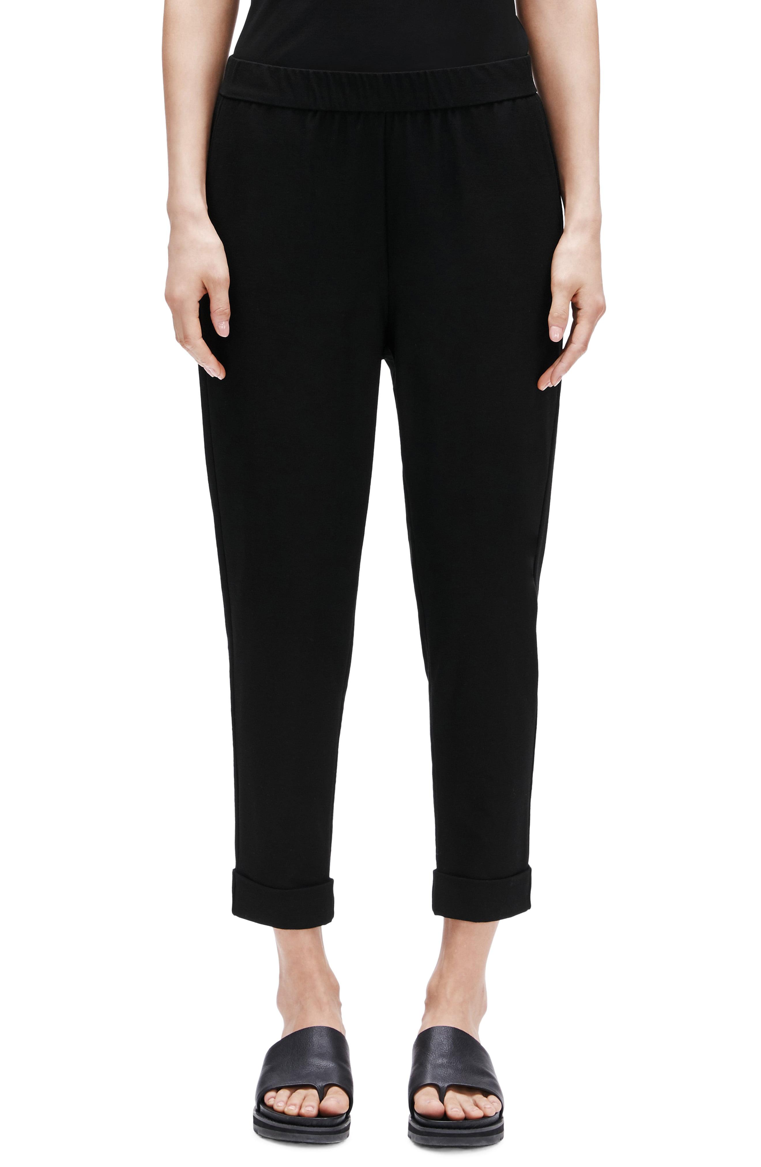 Eileen Fisher Cuffed Slouchy Ankle Pants in Black - Lyst