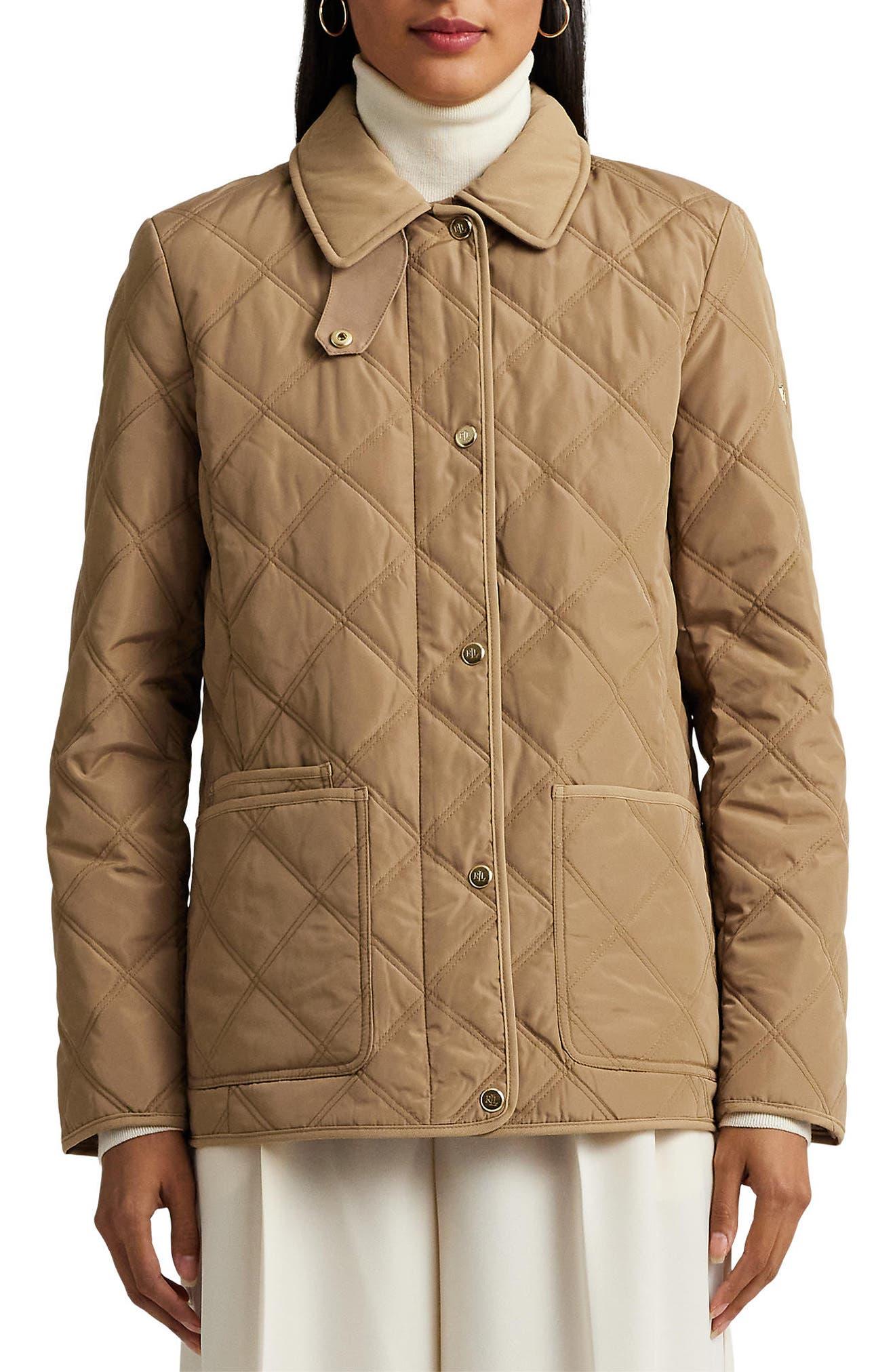 Lauren by Ralph Lauren Berber Quilted Jacket in Brown