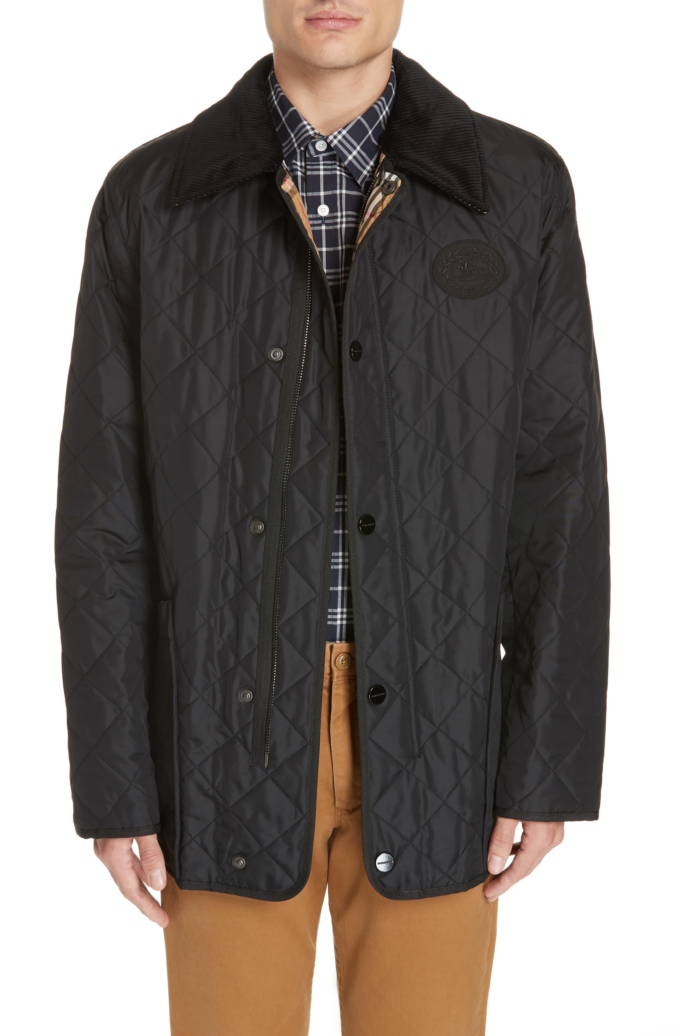 Burberry Corduroy Cotswold Quilted Jacket in Black for Men - Lyst