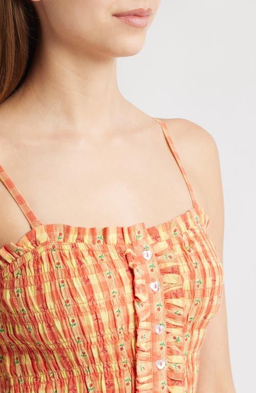 damson madder orange dress Damson Madder Grace Square-Neck Midi Dress