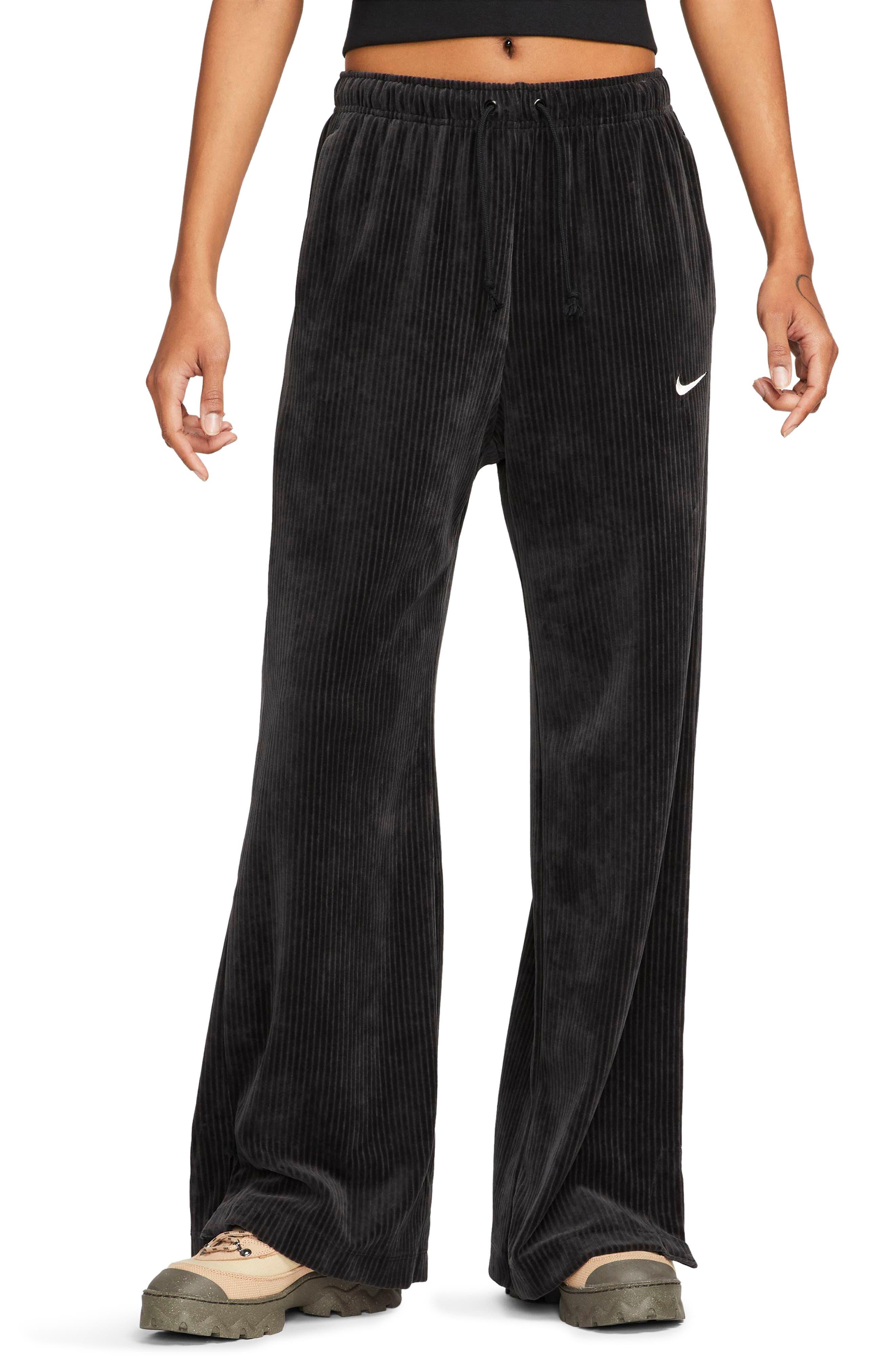Nike Sportswear Velour Wide-leg Pants in Black | Lyst