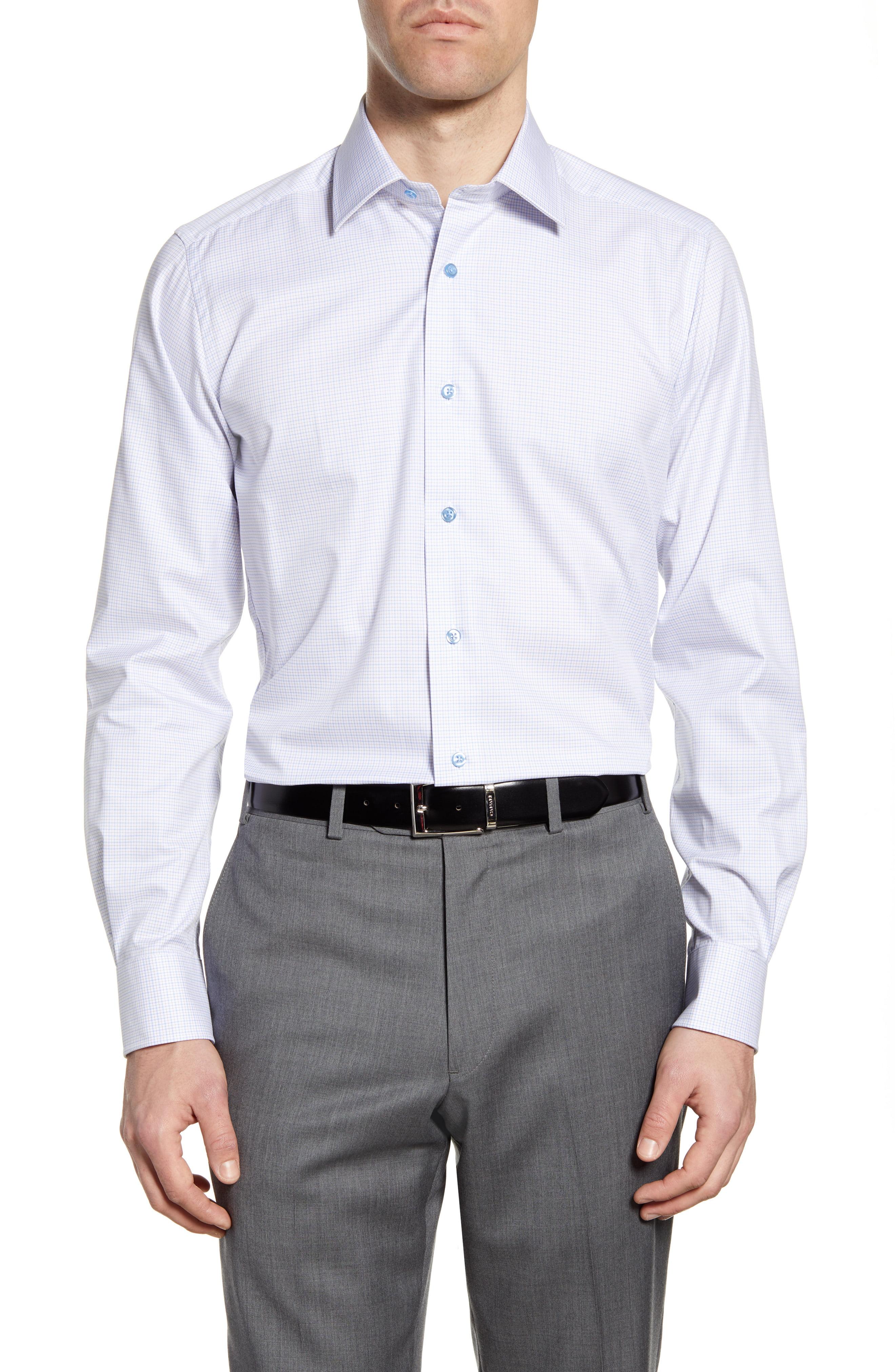 David Donahue Trim Fit Check Dress Shirt in White for Men - Lyst