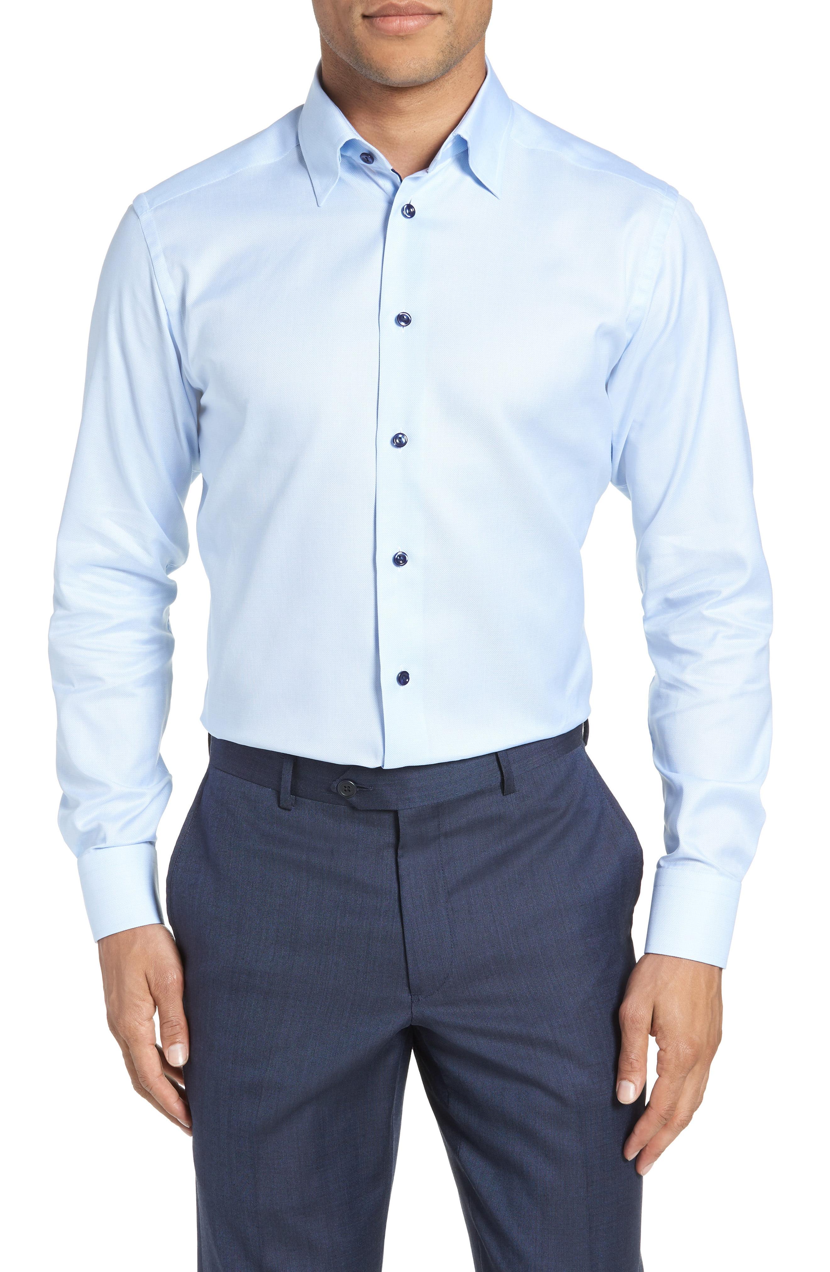 Eton Slim Fit Solid Dress Shirt in Blue for Men - Lyst