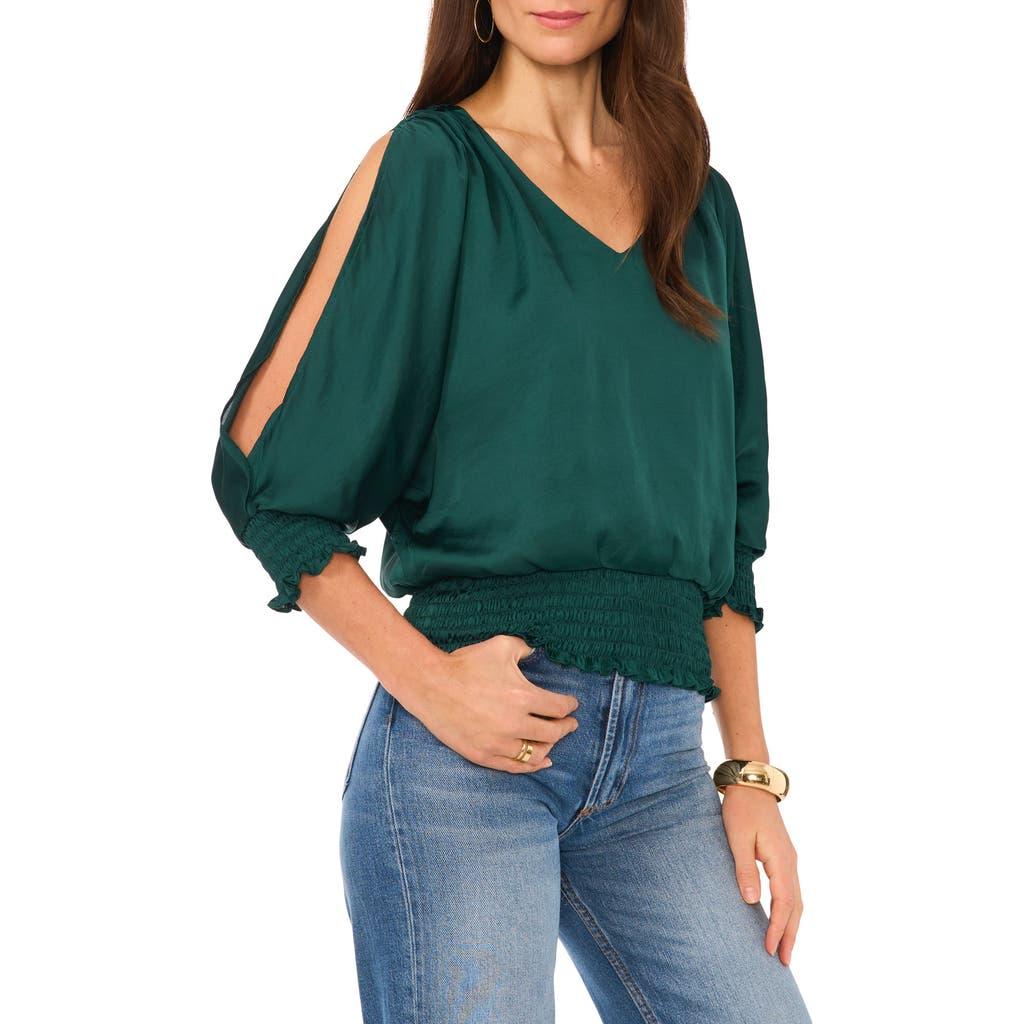 smocked cold shoulder top