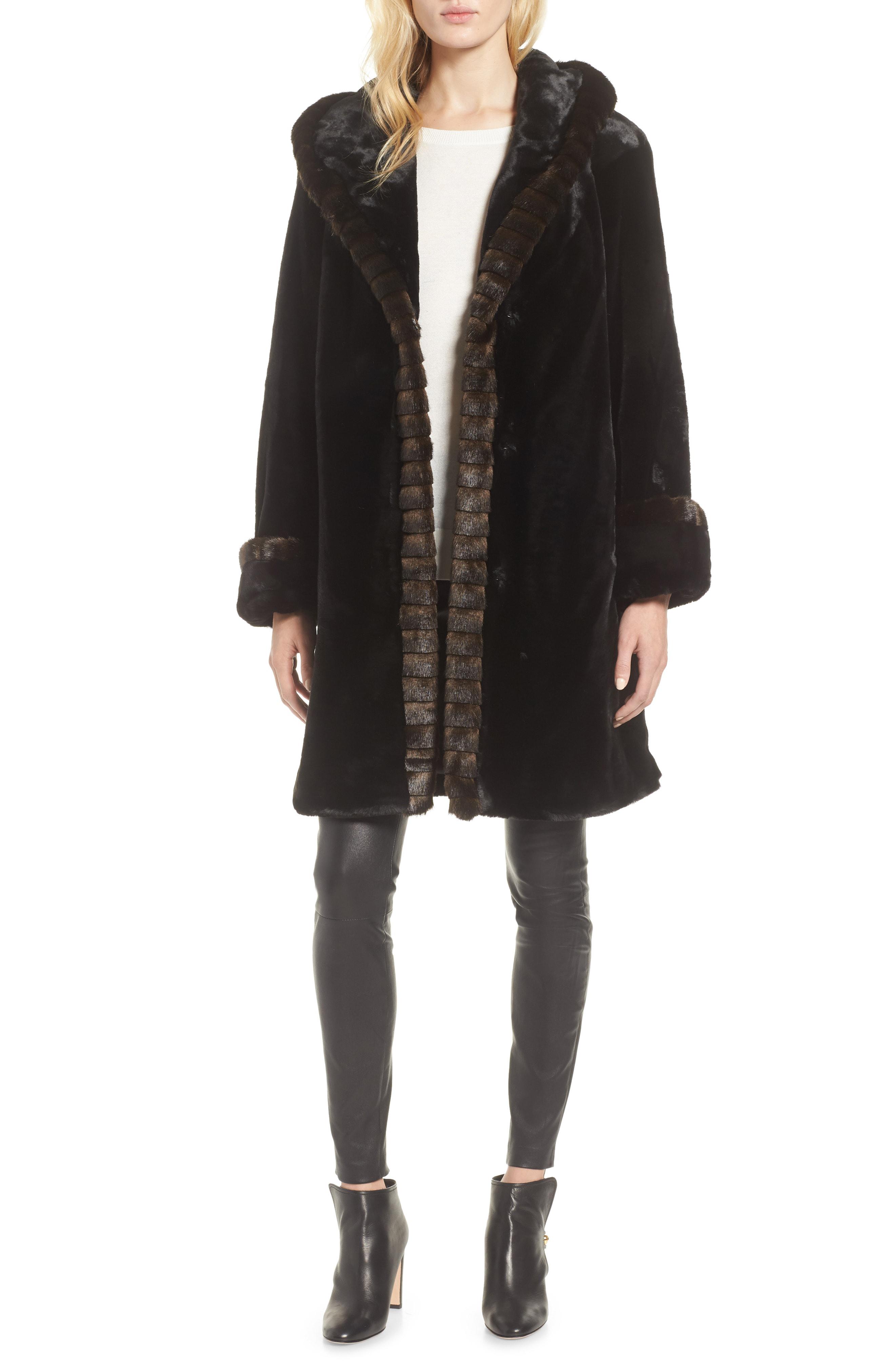gallery faux fur hooded jacket