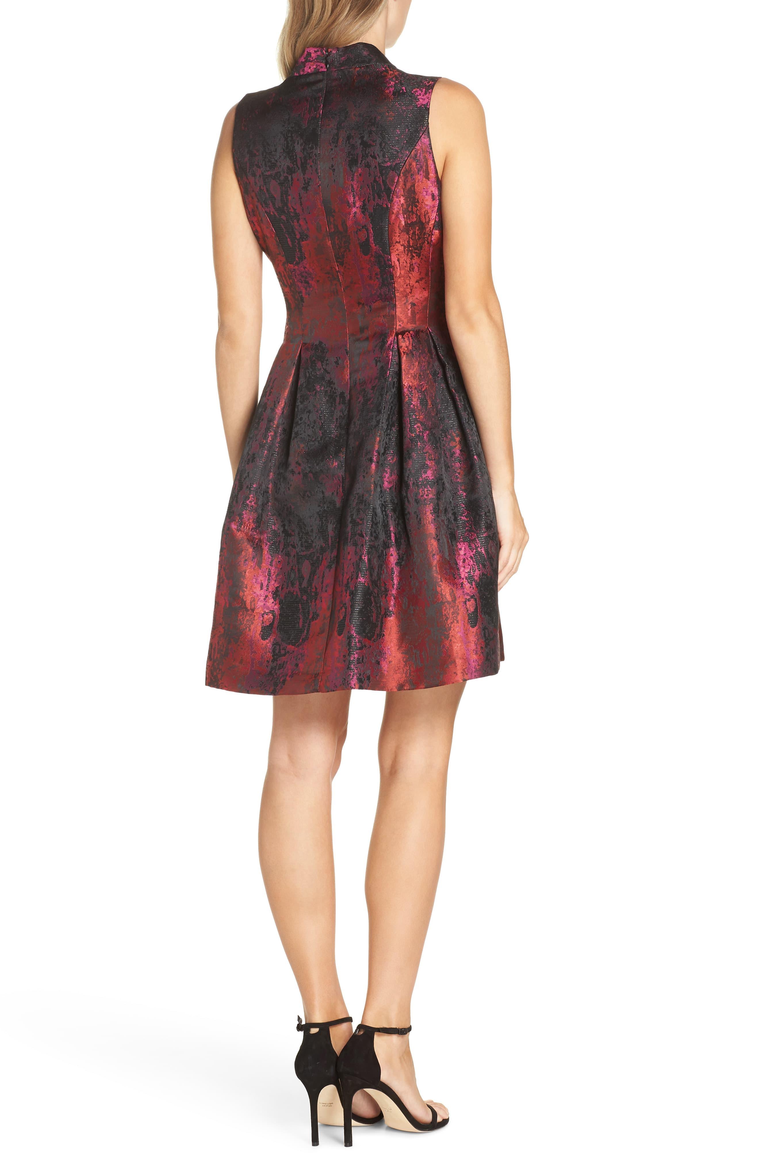 Vince Camuto Jacquard Fit & Flare Dress in Pink Lyst