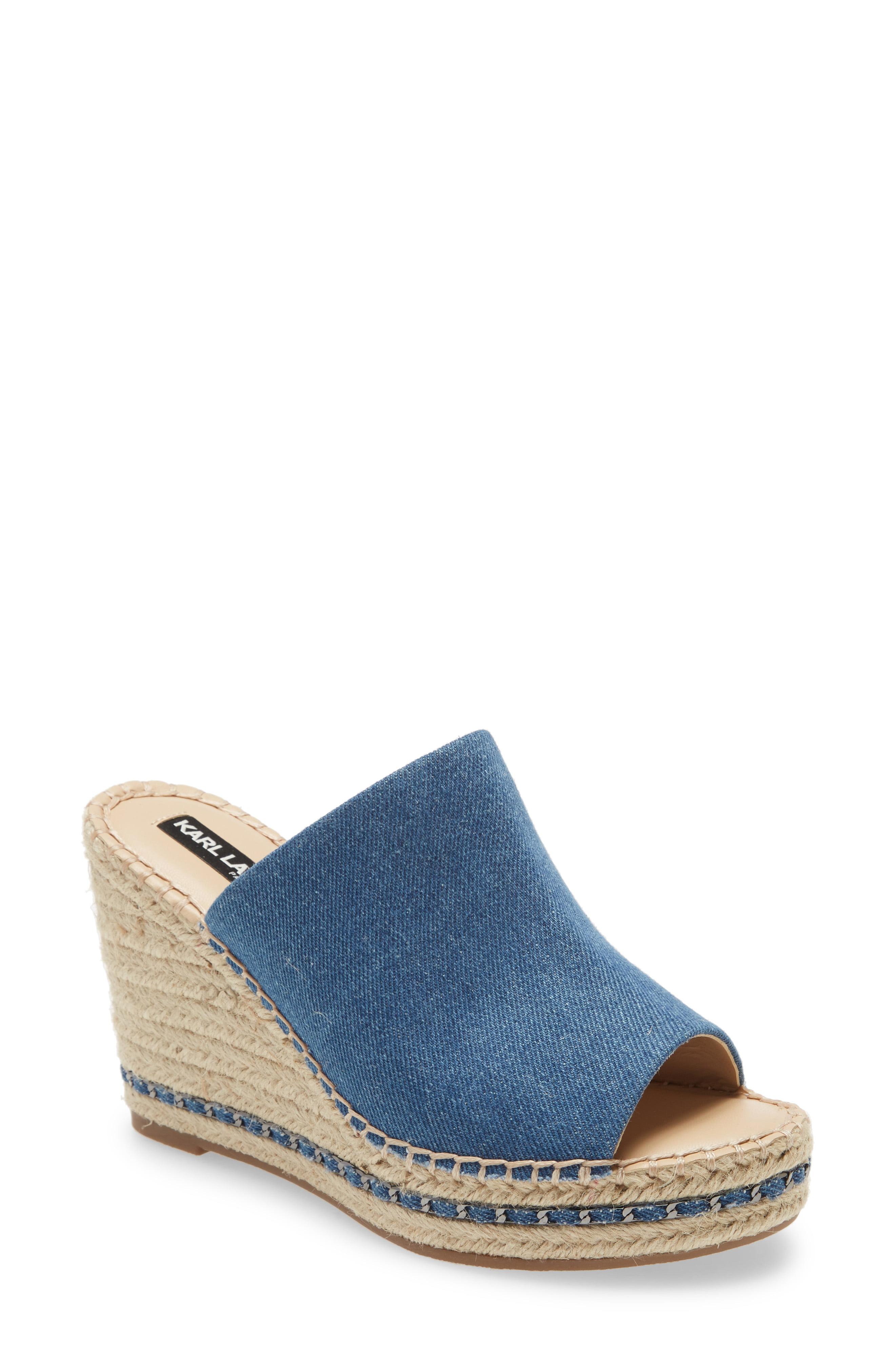karl lagerfeld paris carin leather espadrille wedge sandals