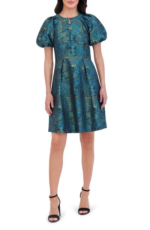 Vince Camuto Jacquard Puff Sleeve Dress in Blue Lyst - Main Image