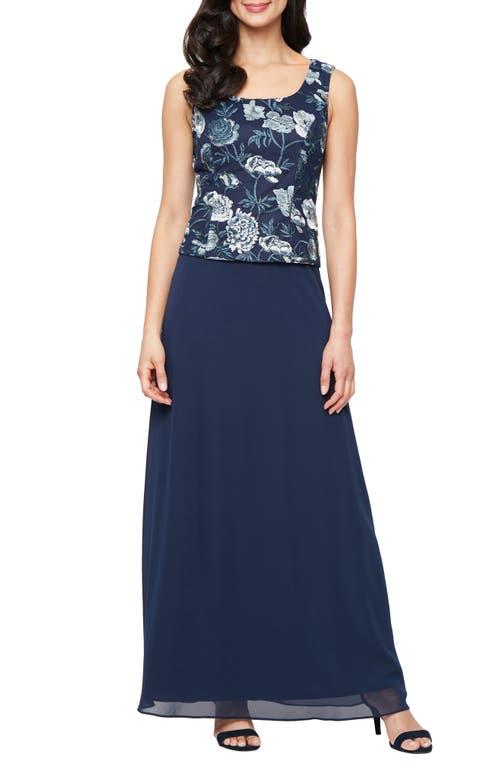 Alex Evenings Floral Embroidered Mock Two-Piece Gown With Jacket in Blue | Lyst Alex Evenings Floral Embroidered Mock Two-Piece Gown With Jacket in Blue | Lyst