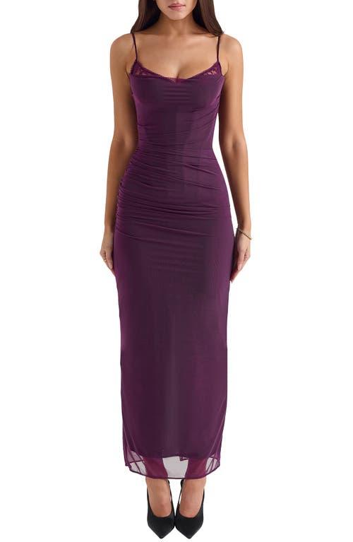 House Of Cb Nalini Mesh & Lace Corset Gown in Purple | Lyst