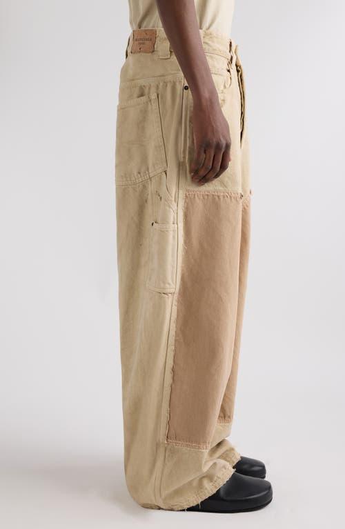 Balenciaga Ripped Off Baggy Carpenter Jeans in Natural for Men | Lyst