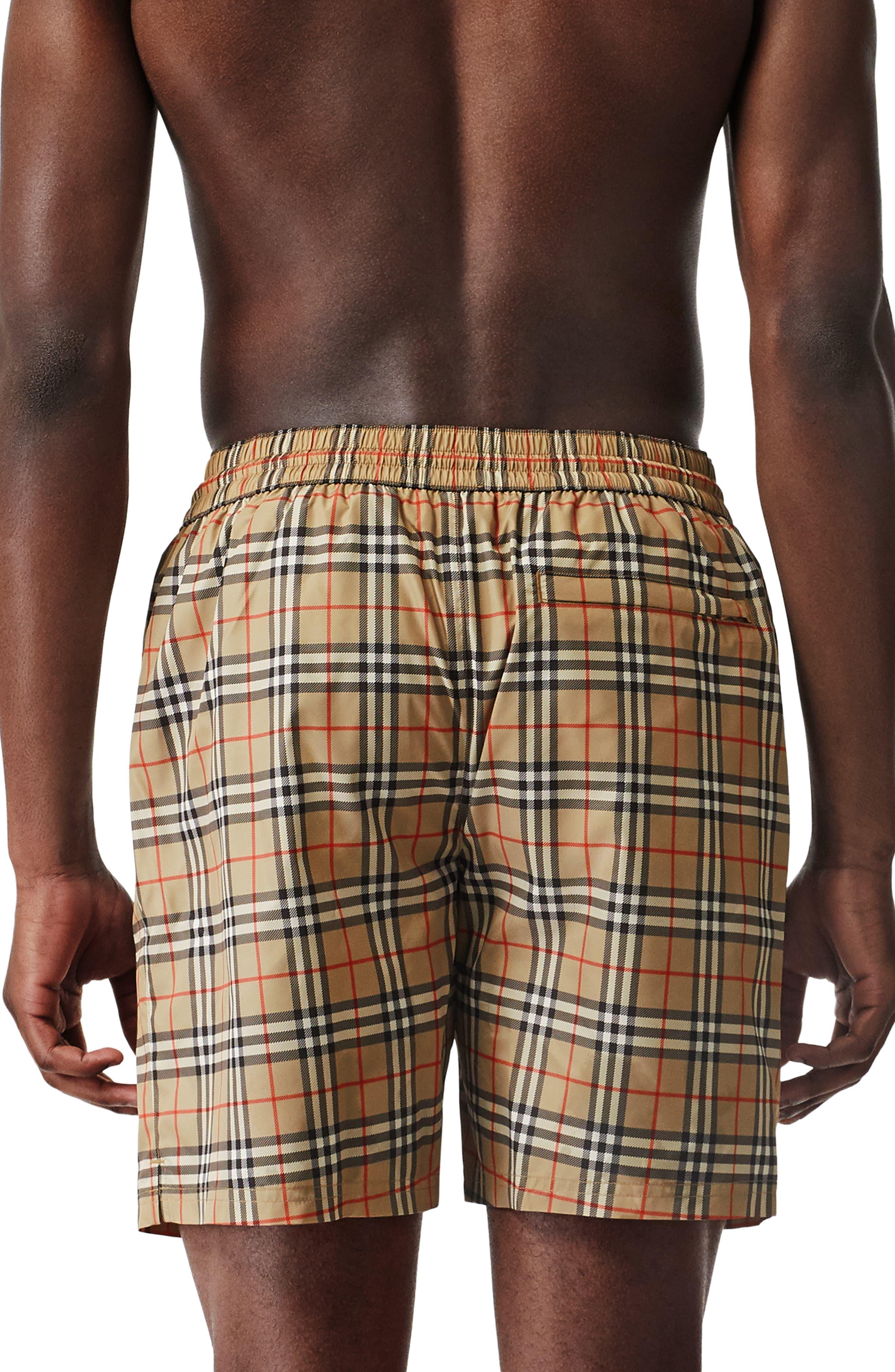Natural Save 52% for Men Burberry Synthetic Check Drawcord Swim Shorts in Brown Mens Clothing Beachwear 