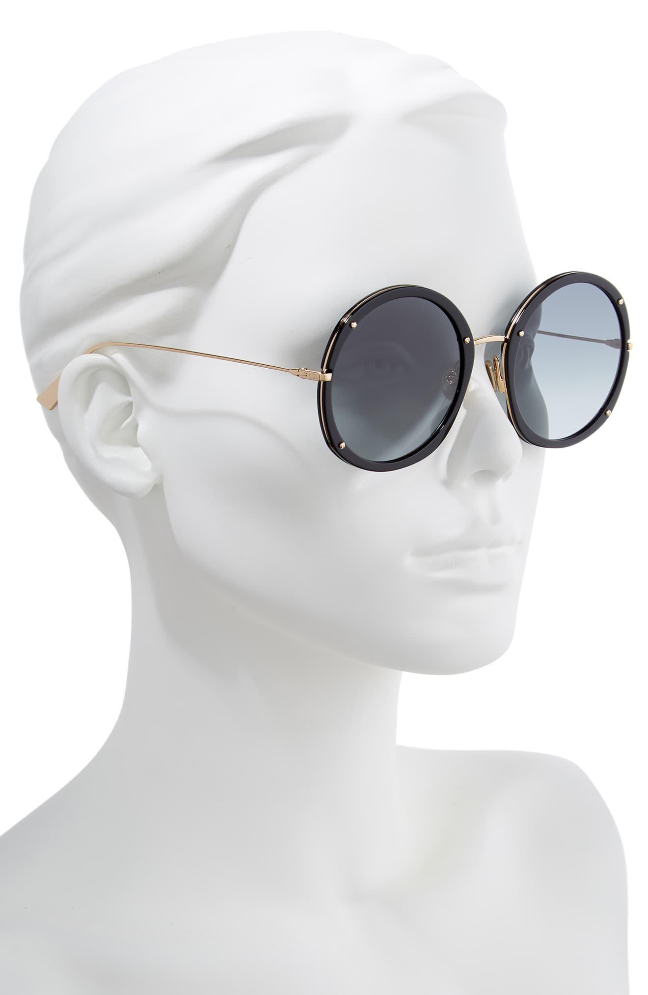 Dior Hypnotic 56mm Round Sunglasses in Black/ Gold (Black) Lyst