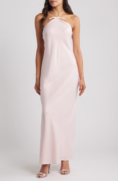 Wayf Araceli Halter Strap Satin Slipdress in Pink | Lyst