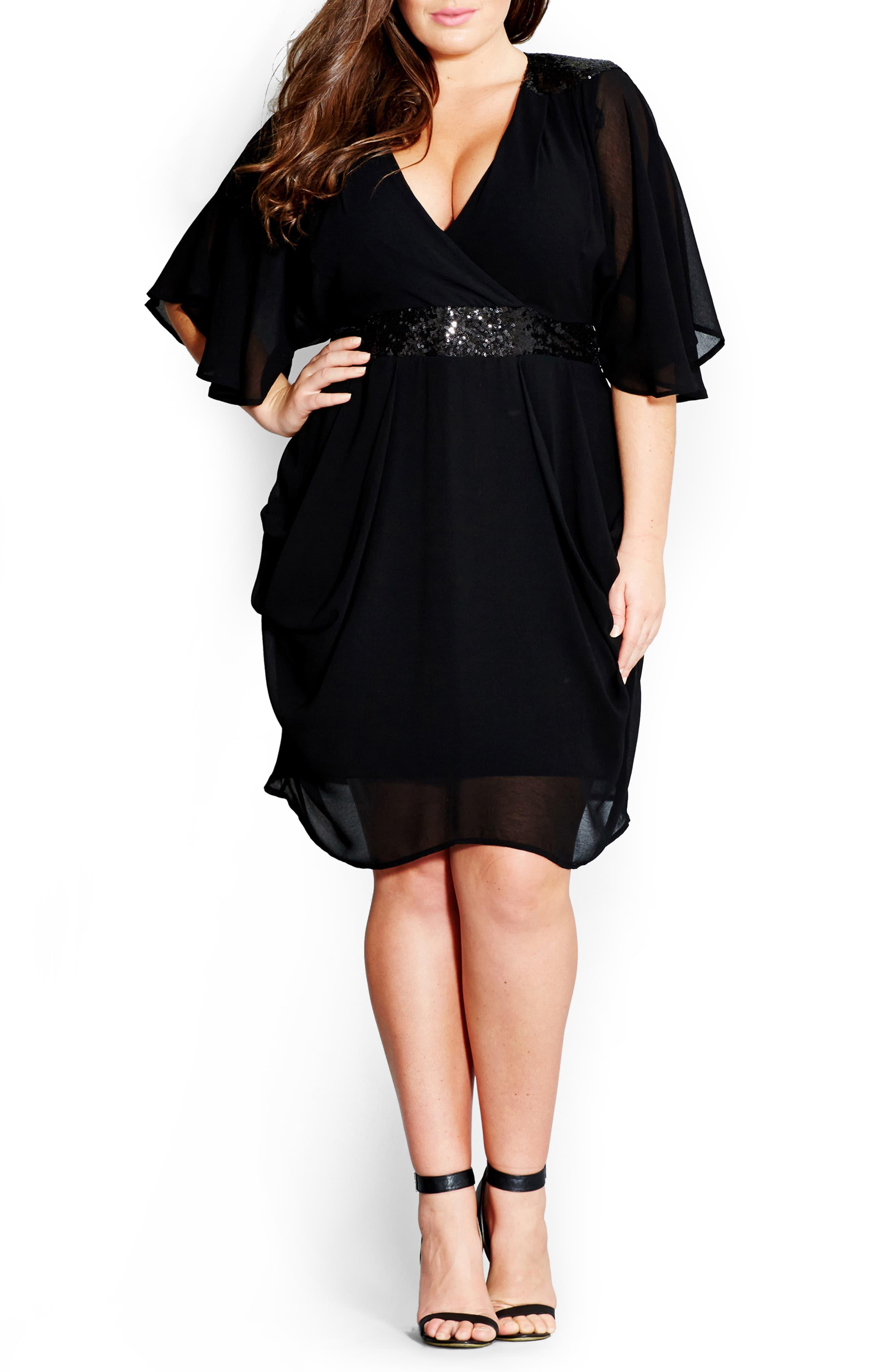 City Chic Sequin Wrap Front Dress in Black - Save 51% - Lyst