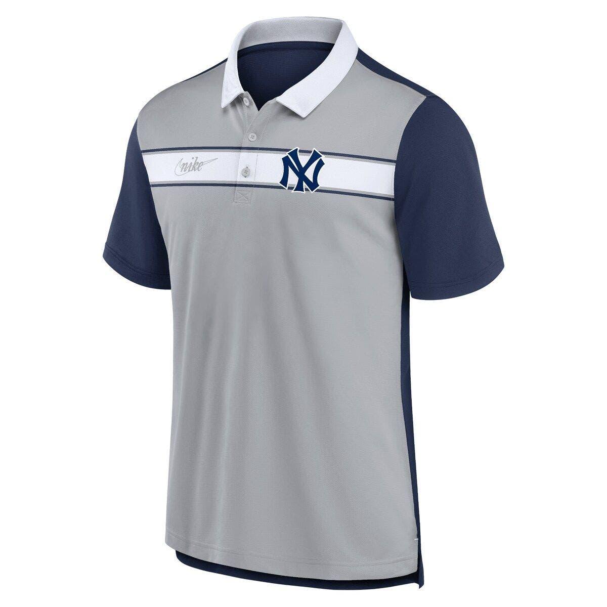 New York Yankees Nike Home Plate Striped Polo - Navy/Gray