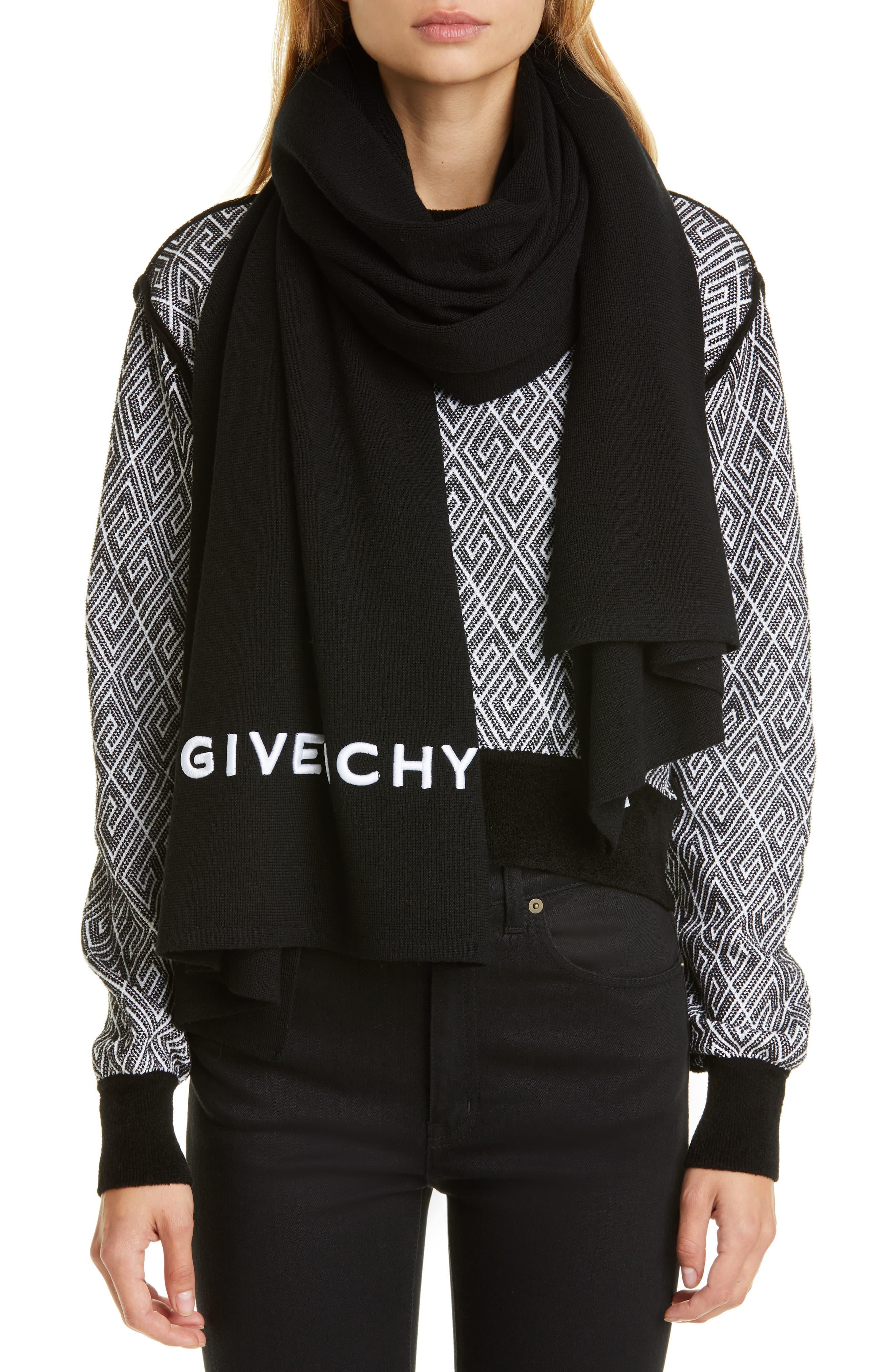 Givenchy Embroidered Wool Scarf in Black Lyst