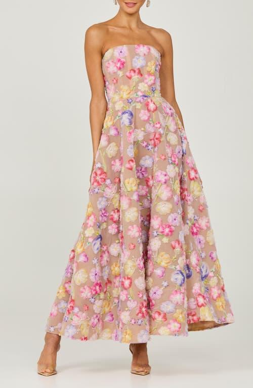 HELSI Vivian Beaded Floral Strapless Maxi Cocktail Dress in Pink | Lyst