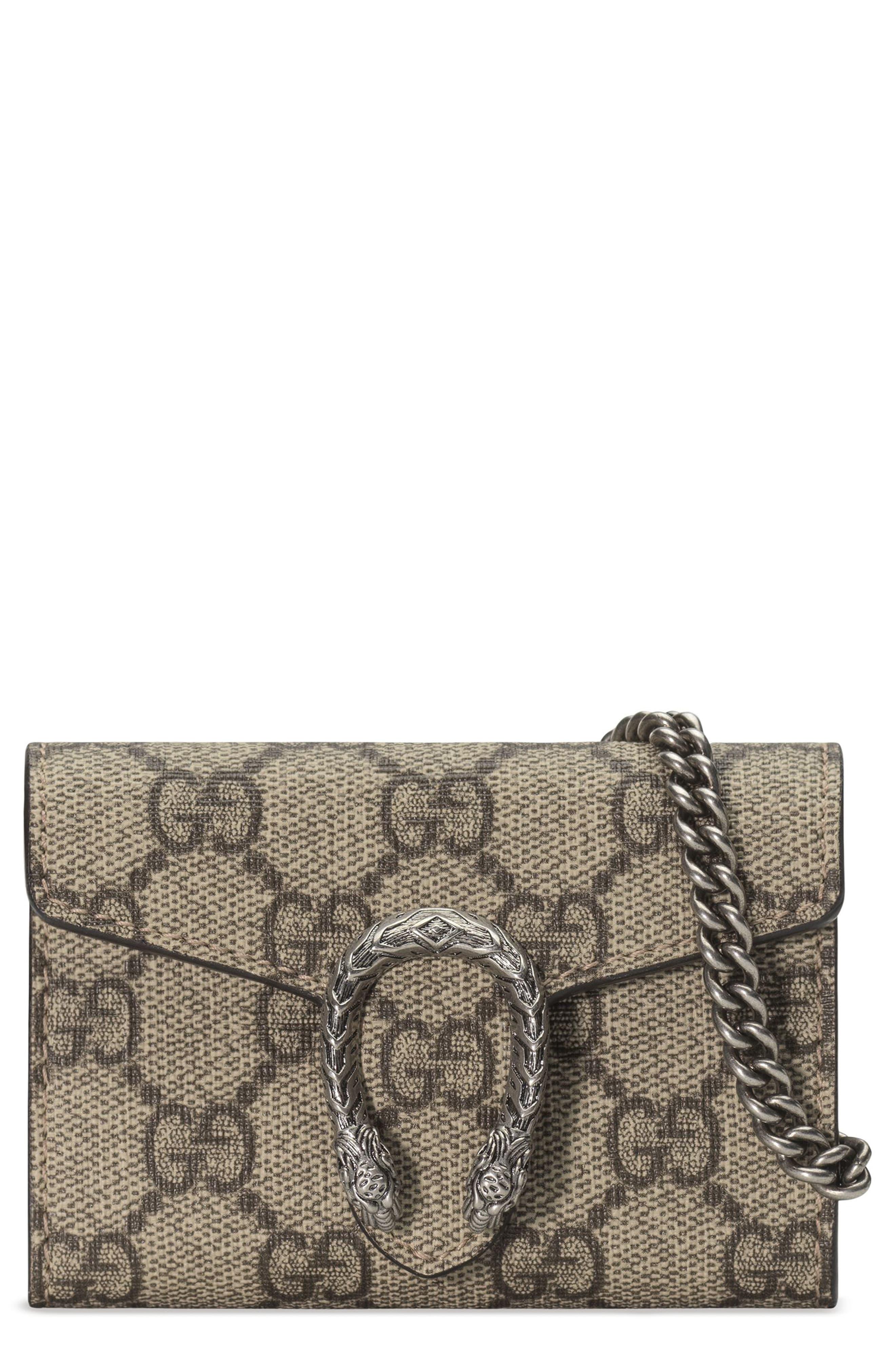 Gucci Beige GG Supreme Coated Canvas Mini Dionysus Wallet-On-Chain