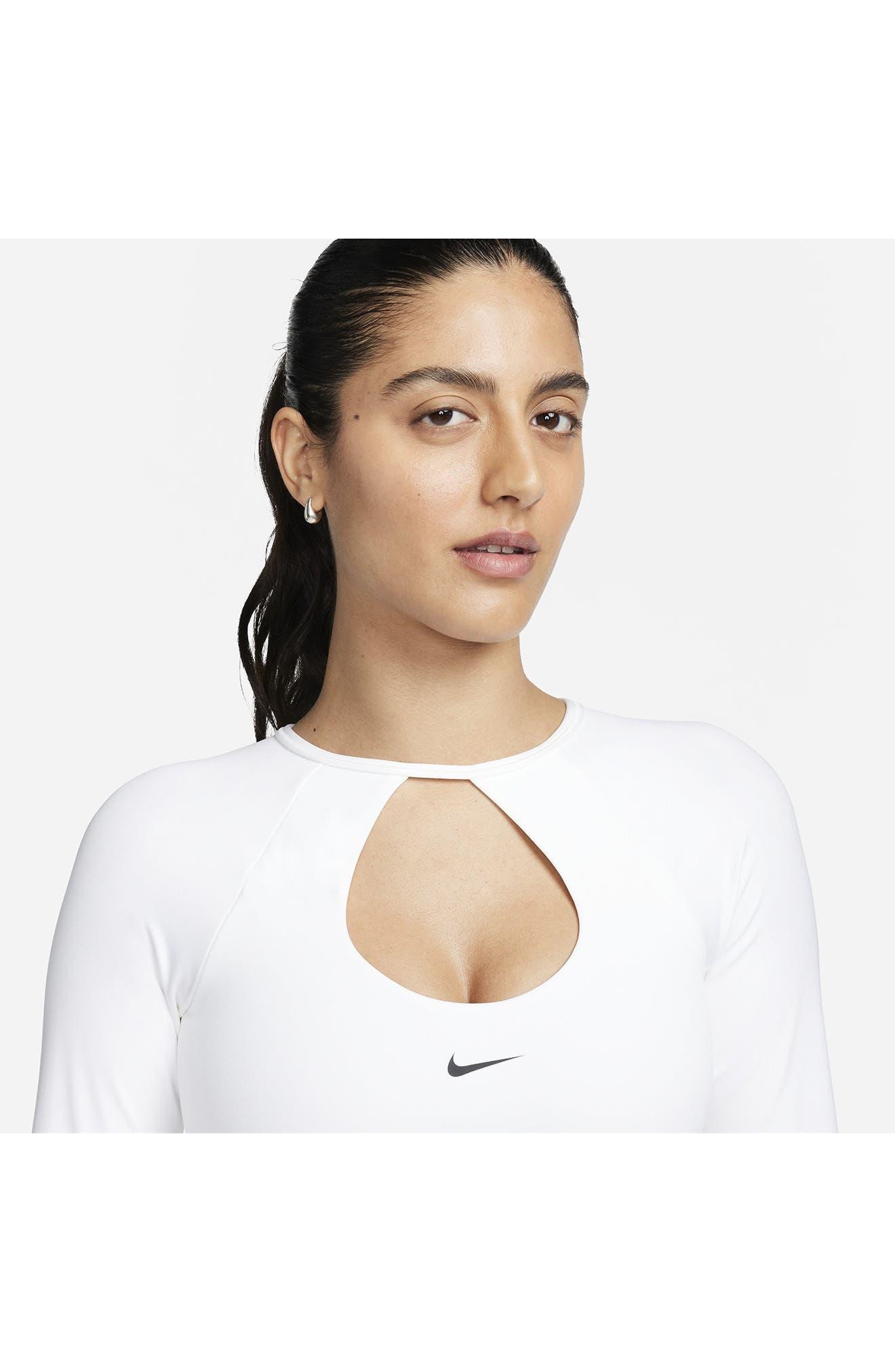white nike long sleeve crop top