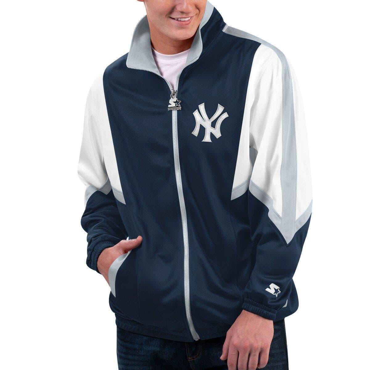 Starter Navy New York Yankees Impact Hoodie Half-Zip Jacket