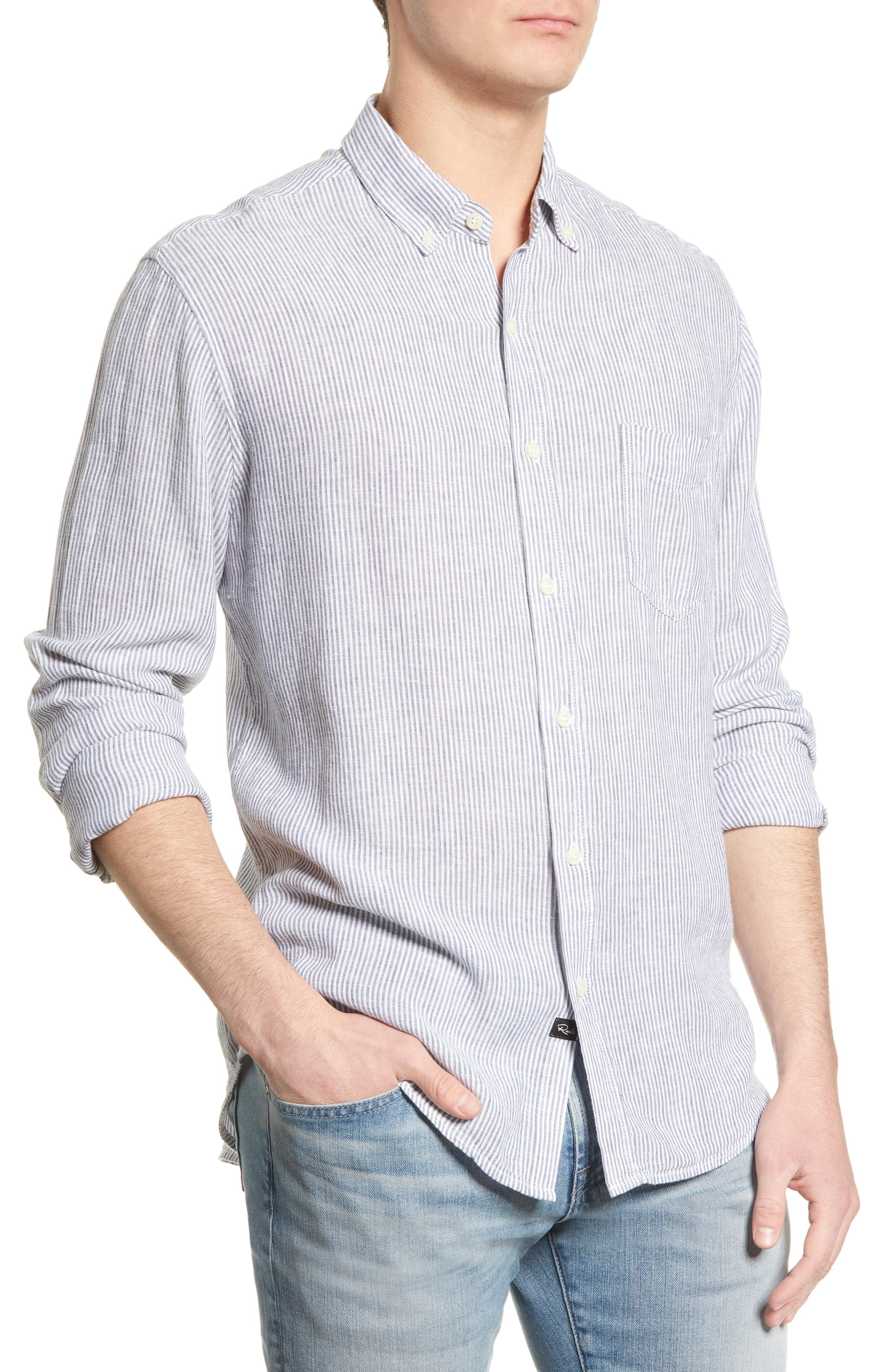 Rails Linen Connor Regular Fit Stripe Button-down Shirt in Blue White ...