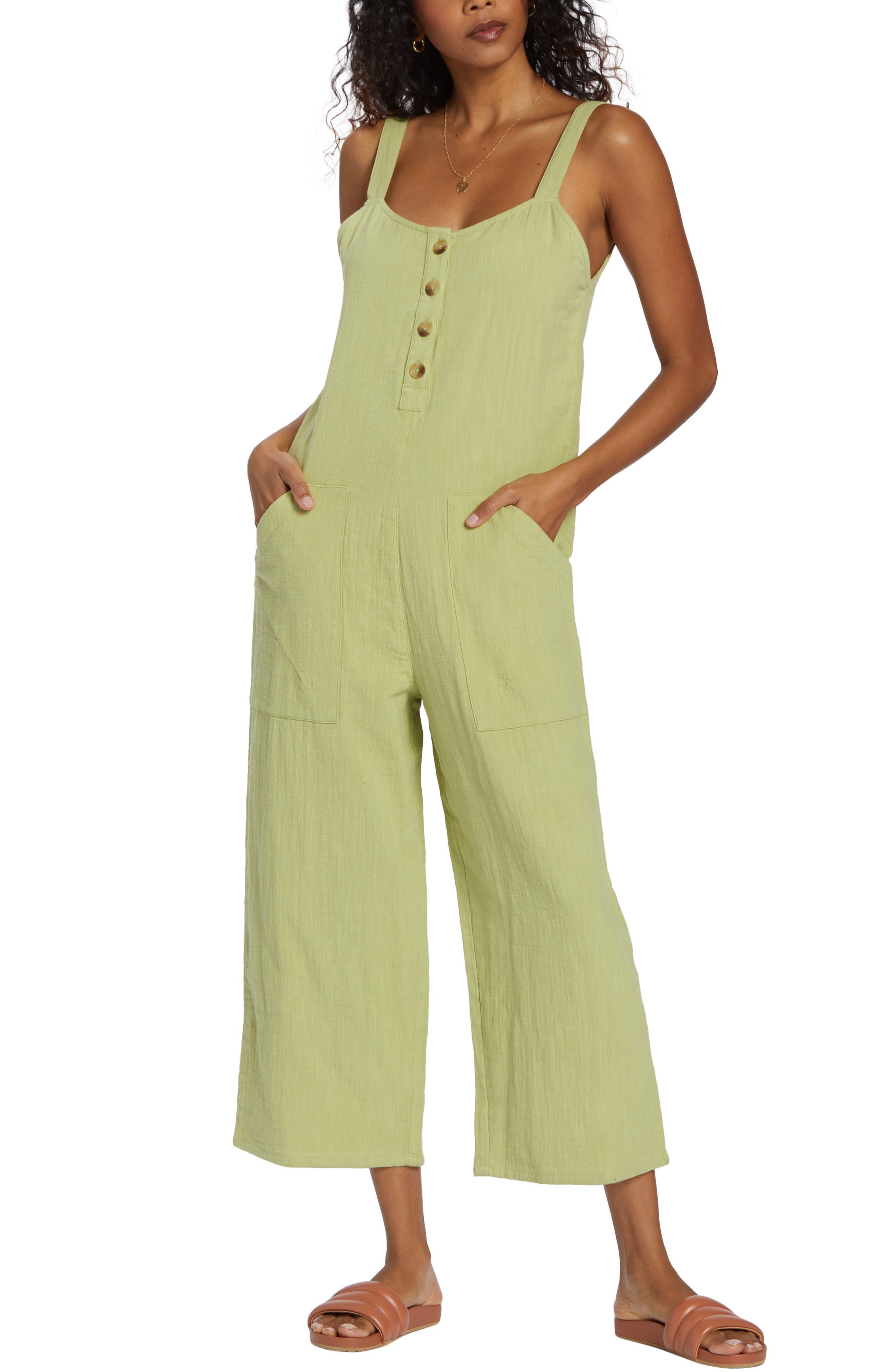 Billabong Stargazer Cotton Jumpsuit in Green | Lyst