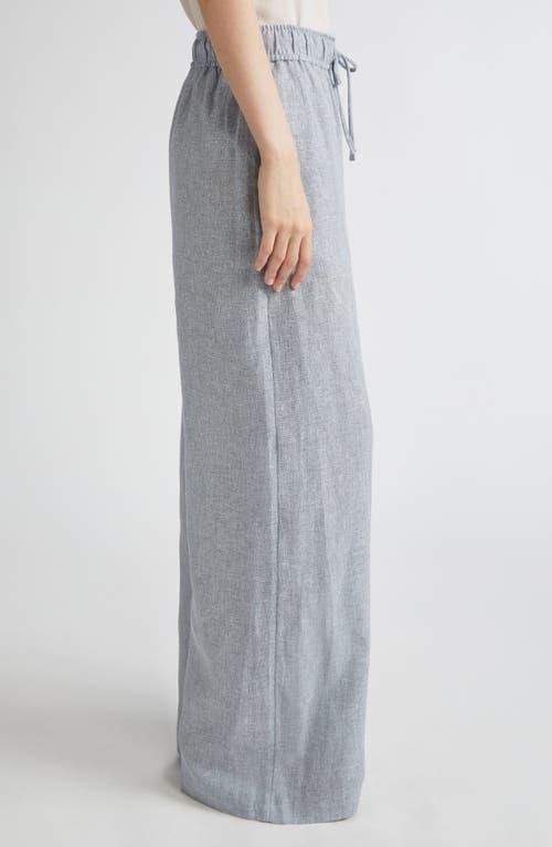Reiss Willow Wide Leg Linen Blend Drawstring Shorts in Gray
