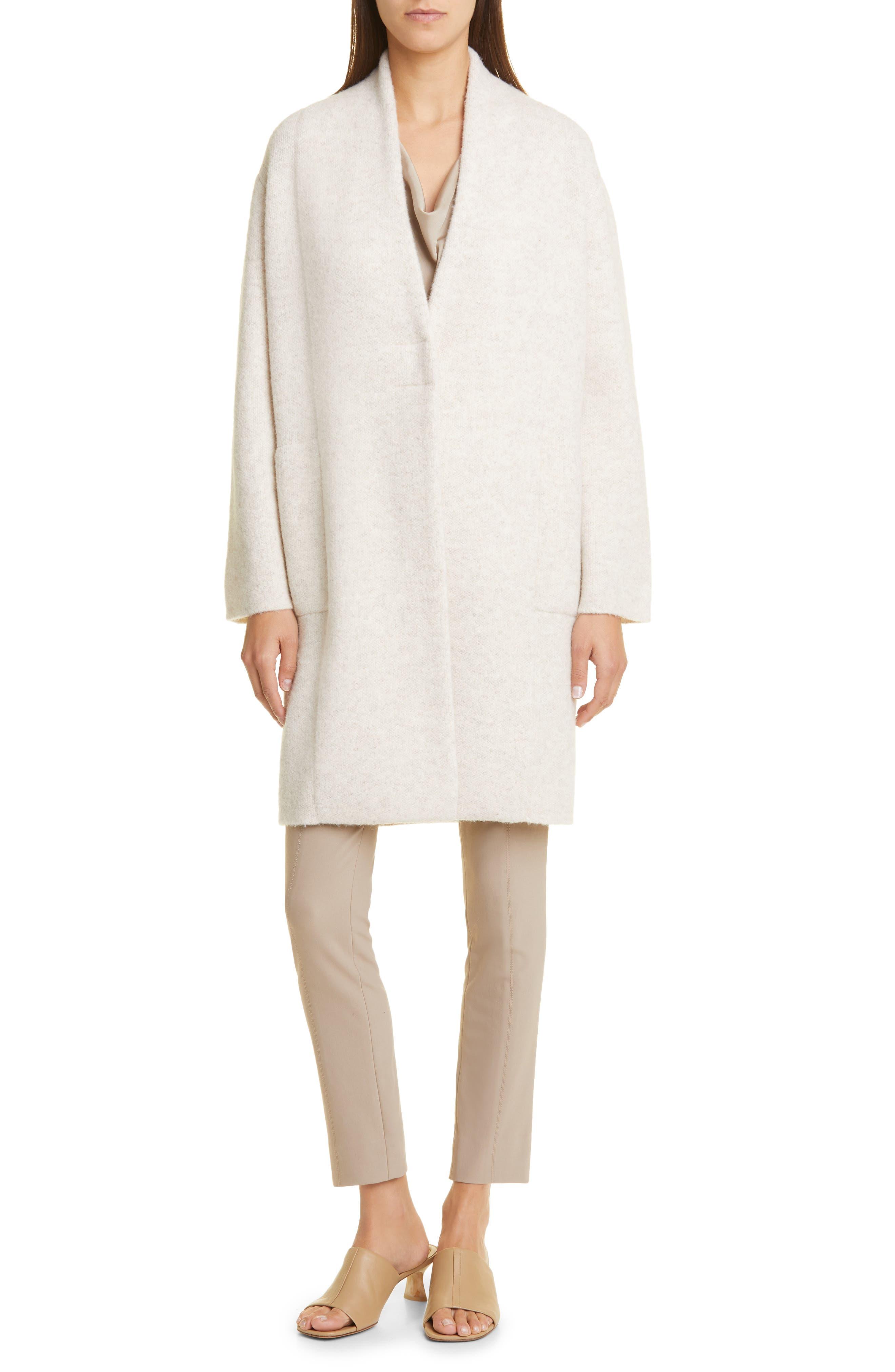 Vince Boucl Wool Blend Cardigan Coat in White Lyst
