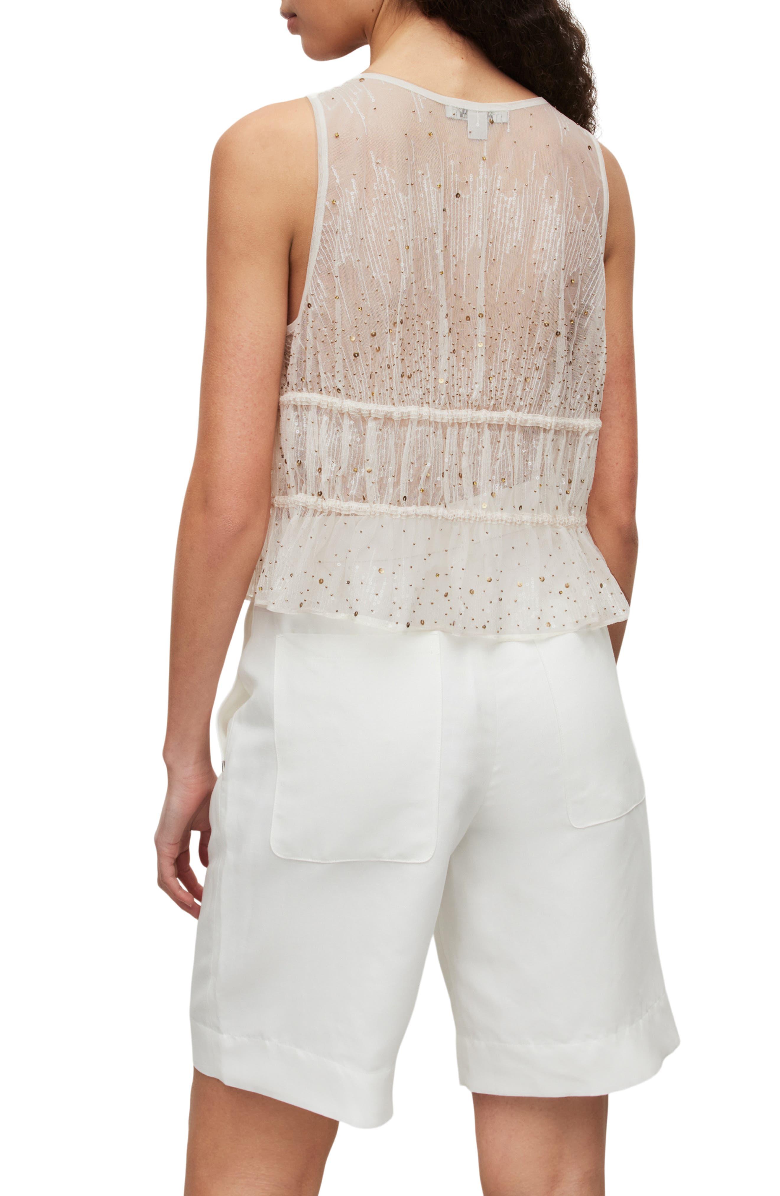 AllSaints Robyn Sequin Beaded Tank in White | Lyst