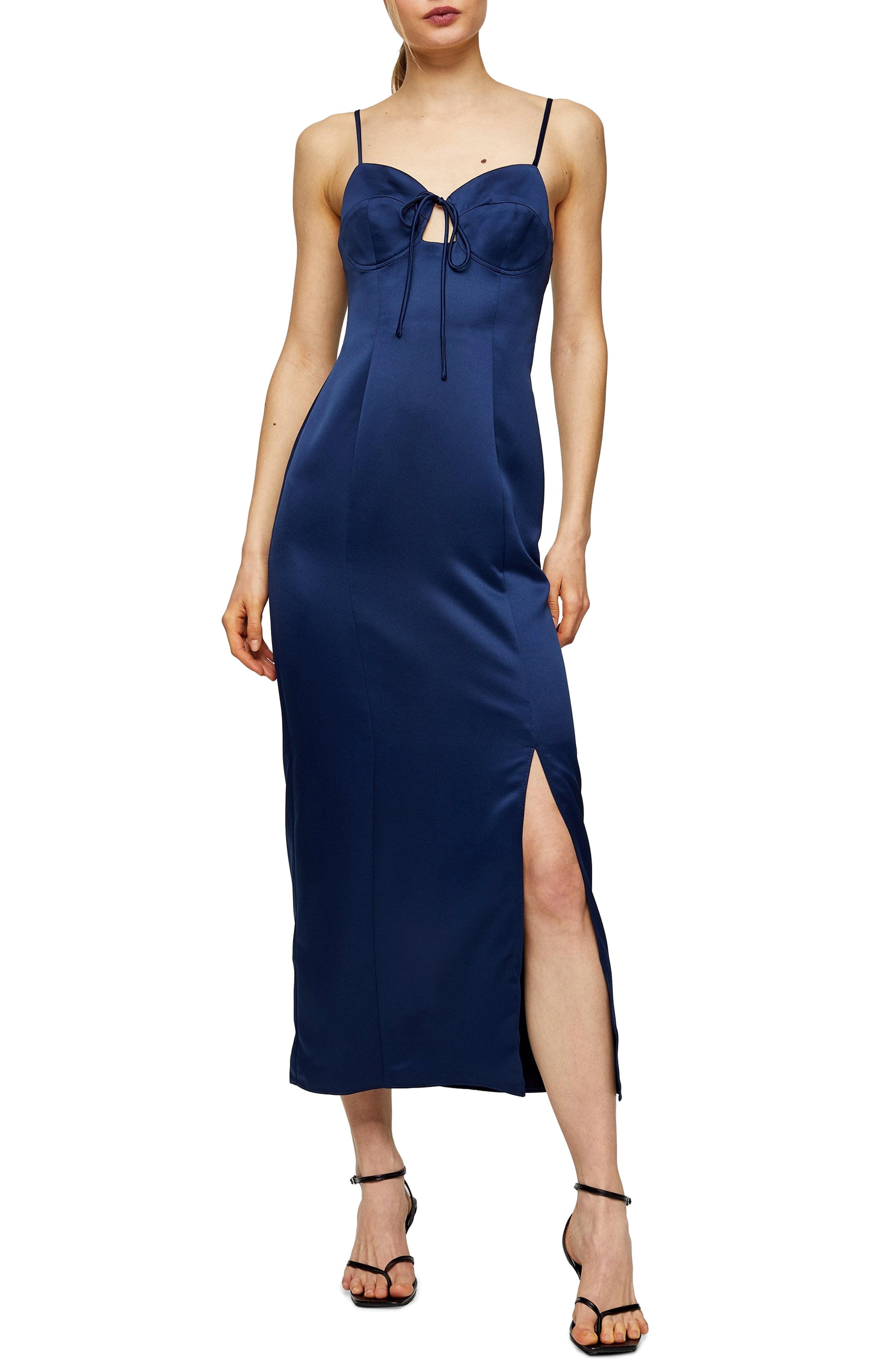topshop blue satin dress