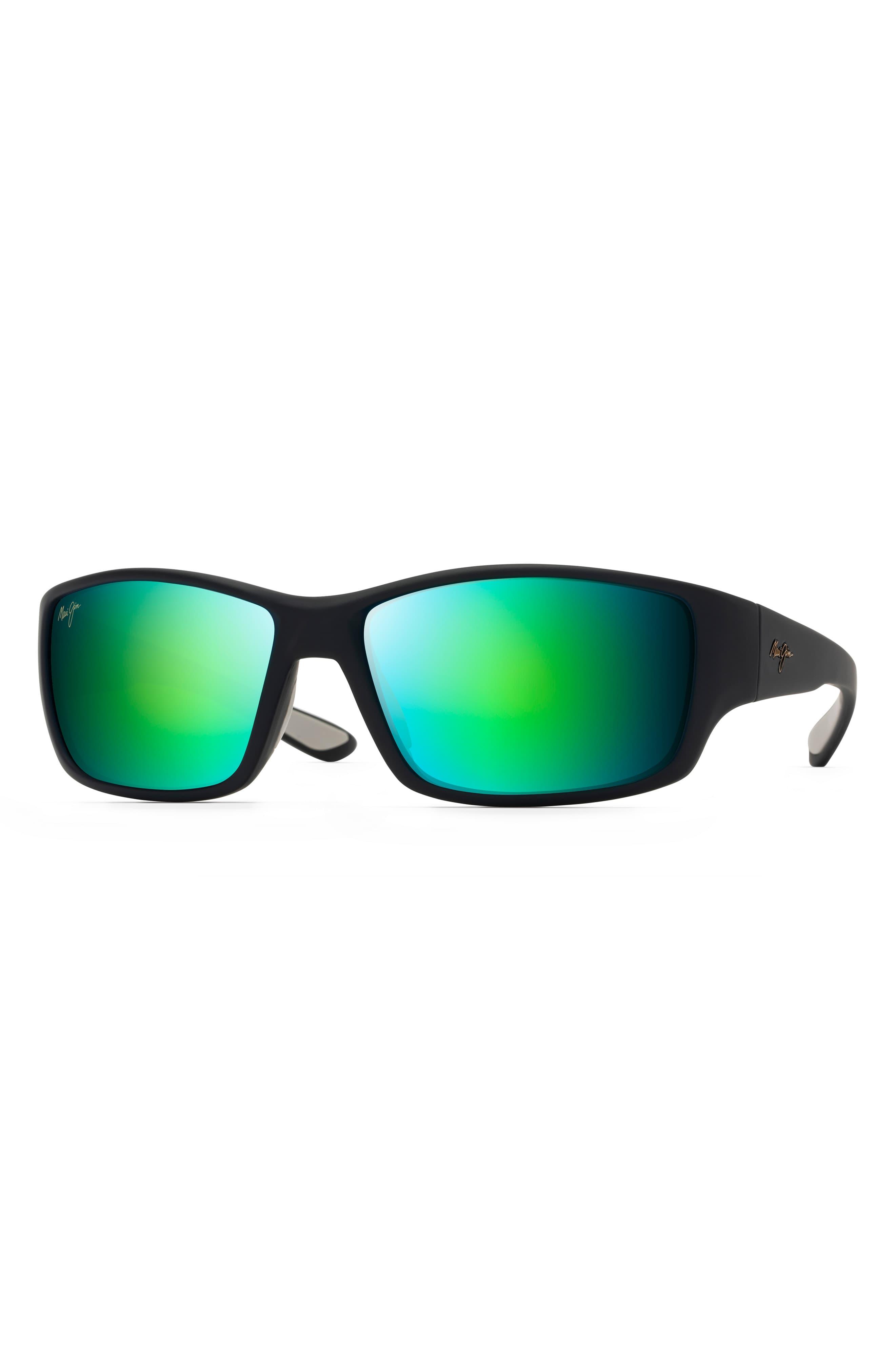 Maui Jim Men's Local Kine Polarized Nylon Wrap Sunglasses in Black ...