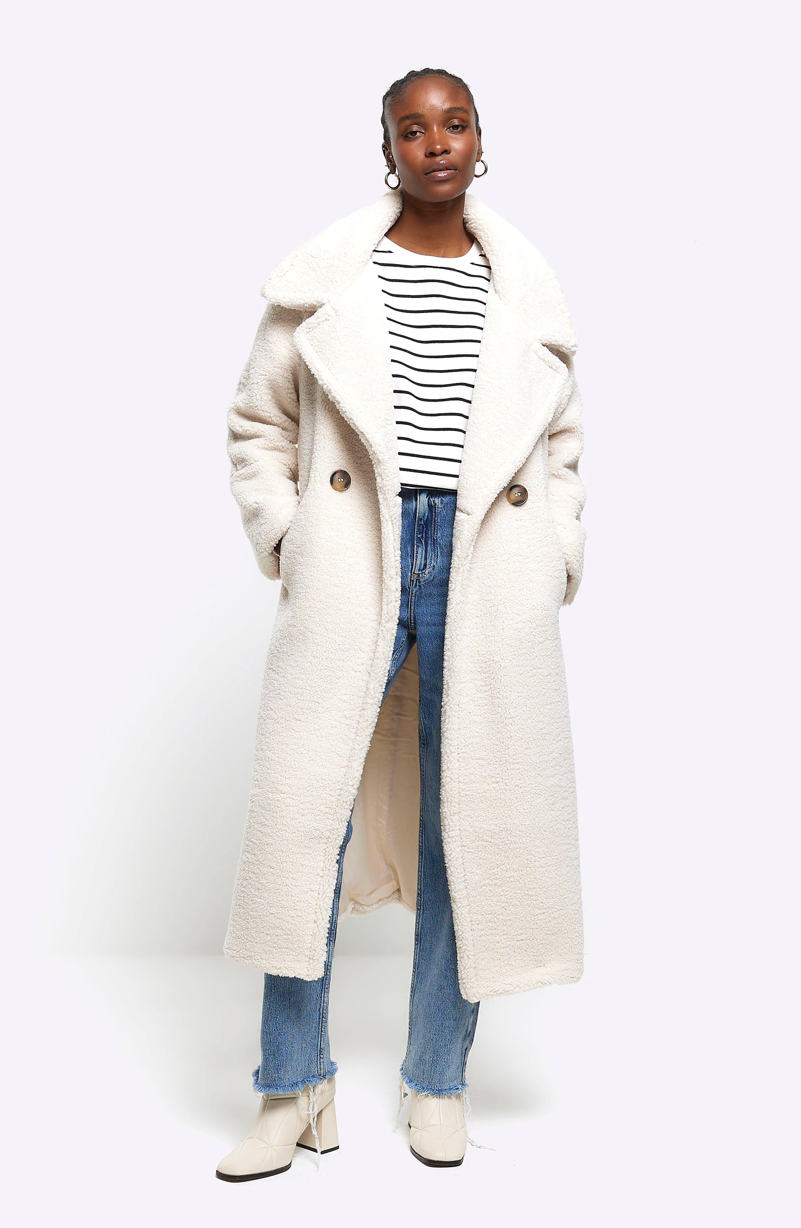 Cream pile coat clearance