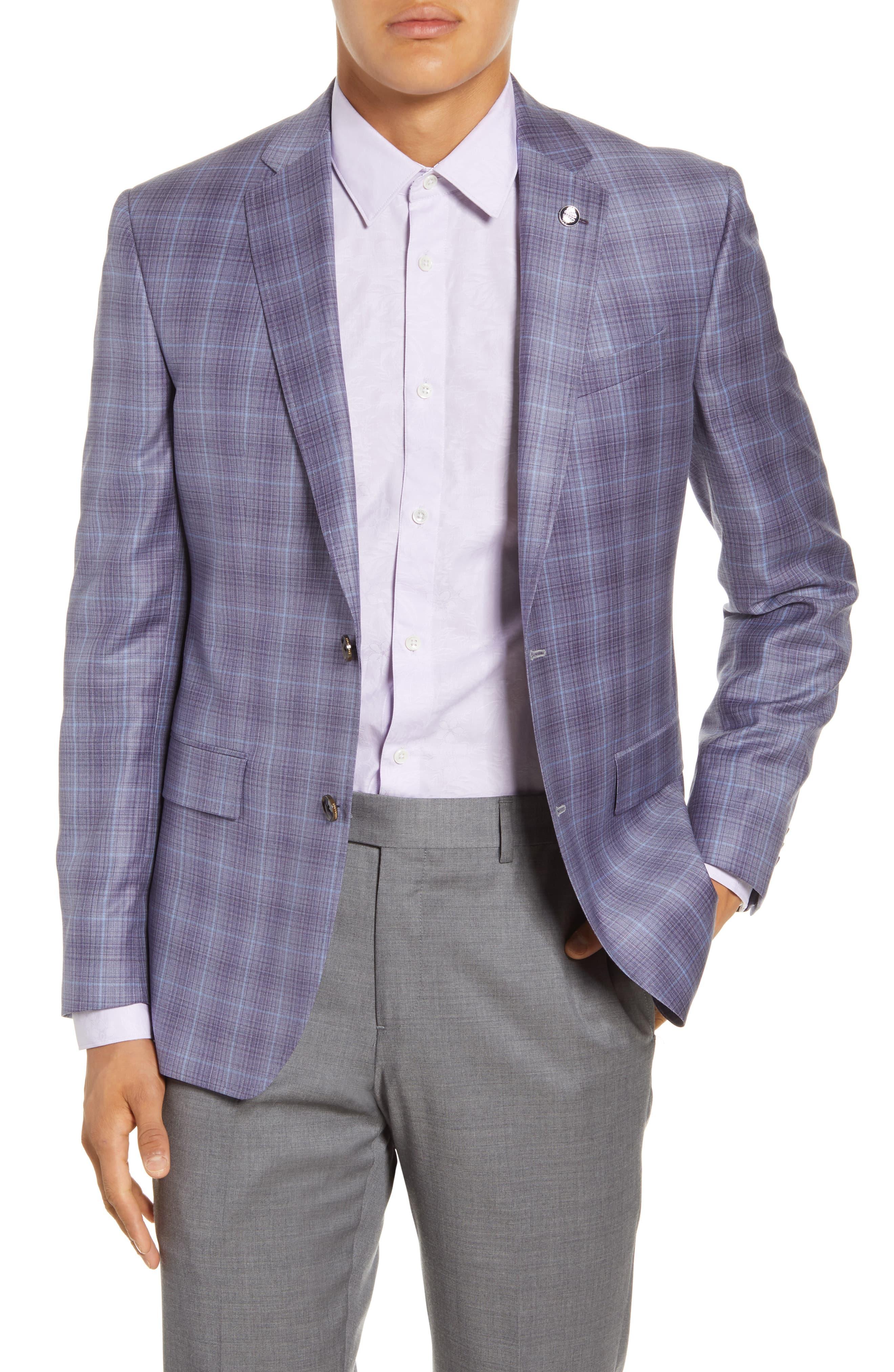 Ted Baker Jay Trim Fit Plaid Wool Sport Coat in Lilac (Purple) for Men