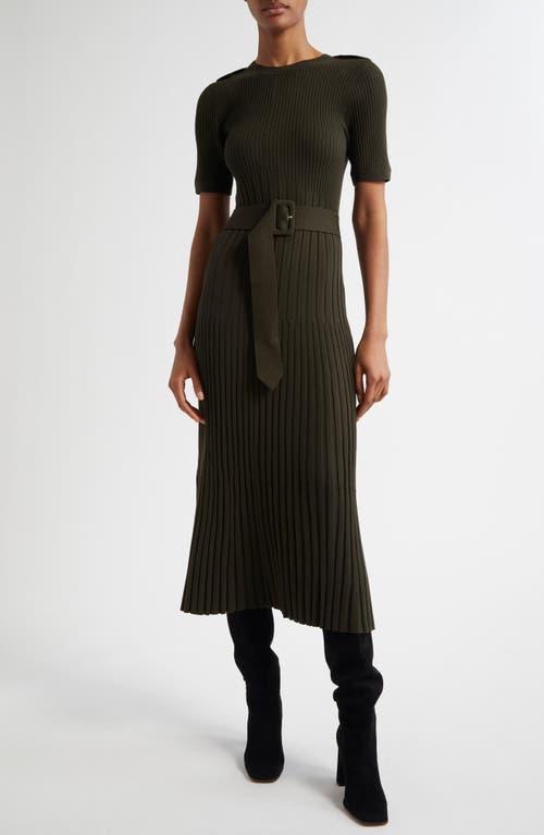 【海外限定】REISSワンピース☆Emilina Rib-Knit Panelled Belte Reiss Rib-Knit Panelled Belted Midi Dress in Khaki/Black - REISS